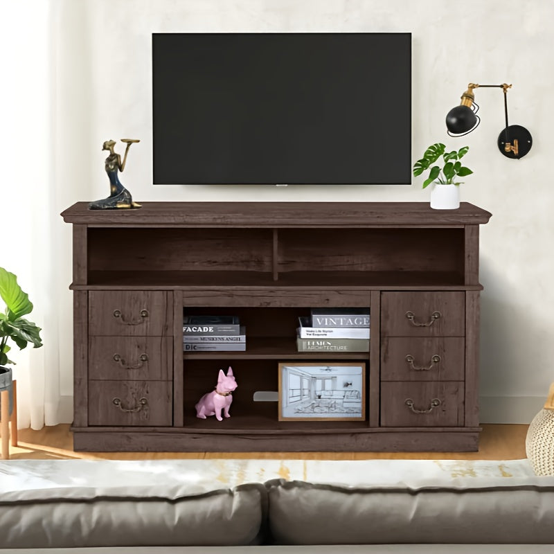 Farmhouse TV Stand For 60 Inch TV, Entertainment Center With Storage, Modern Media TV Console TV Stands For Living Room Bedroom (Coffee)