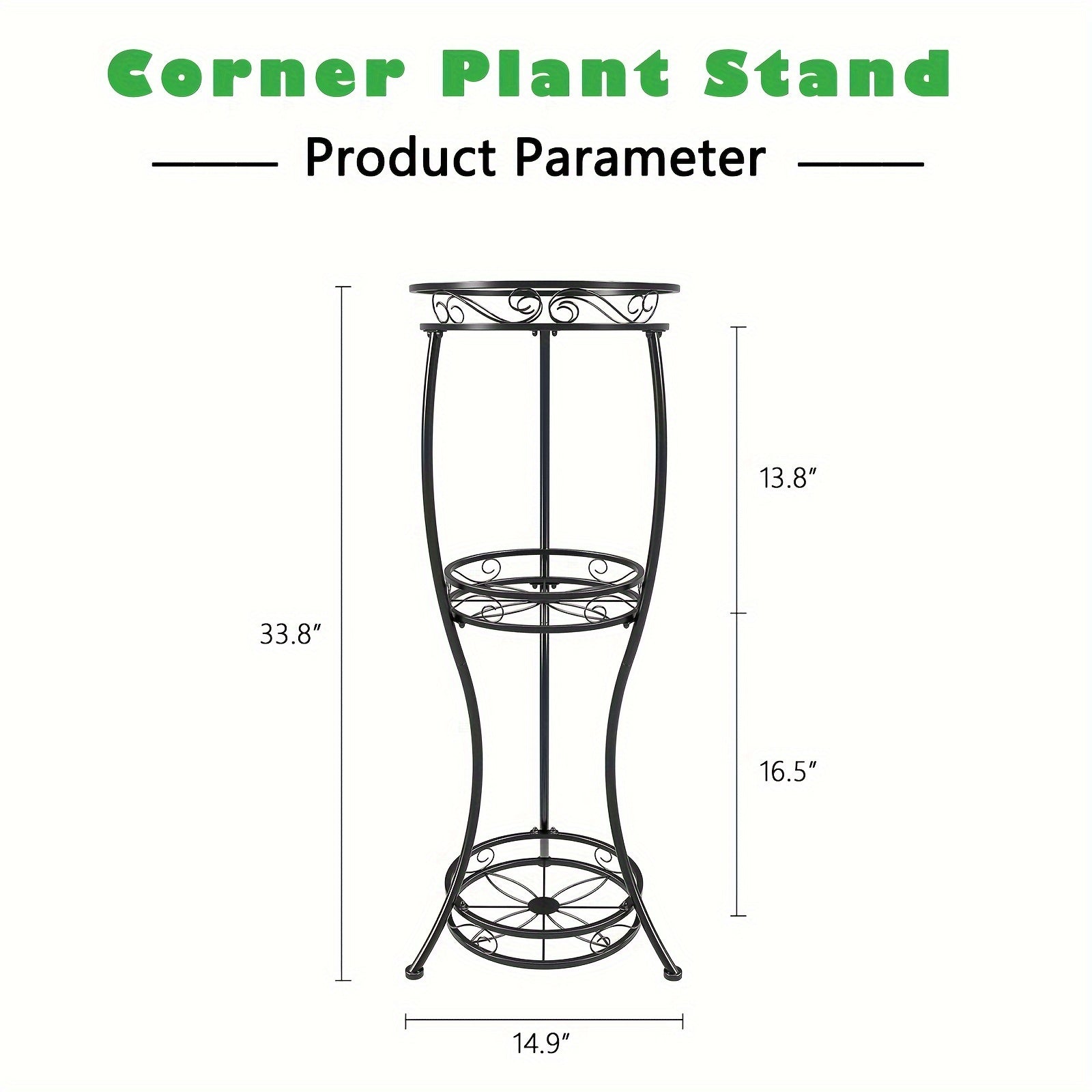 Plant Stand Indoor Outdoor 2 Tier Flower Pot Holder Display Vertical Shelves Shelf - Metal Iron Corner Planter Rack Multiple Organizer For Garden Patio Lawn Balcony Office