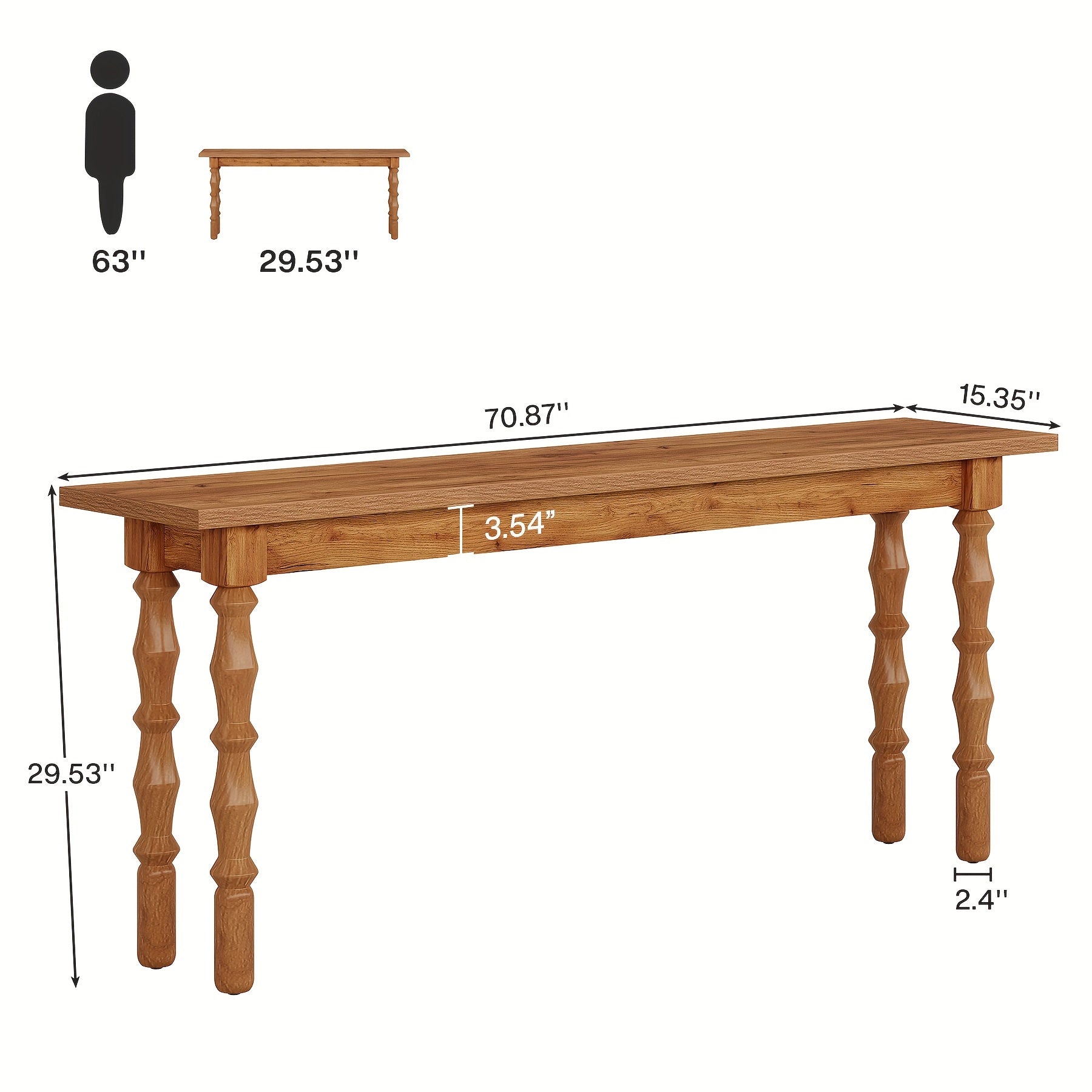 70.9-Inch Extended Length Entryway Console Table, Slim Sofa Table With Solid Wood Legs, Ideal For Living Room, Foyer, Hallway, Or Entrance, Desk & Drawer Organizer for Home Storage