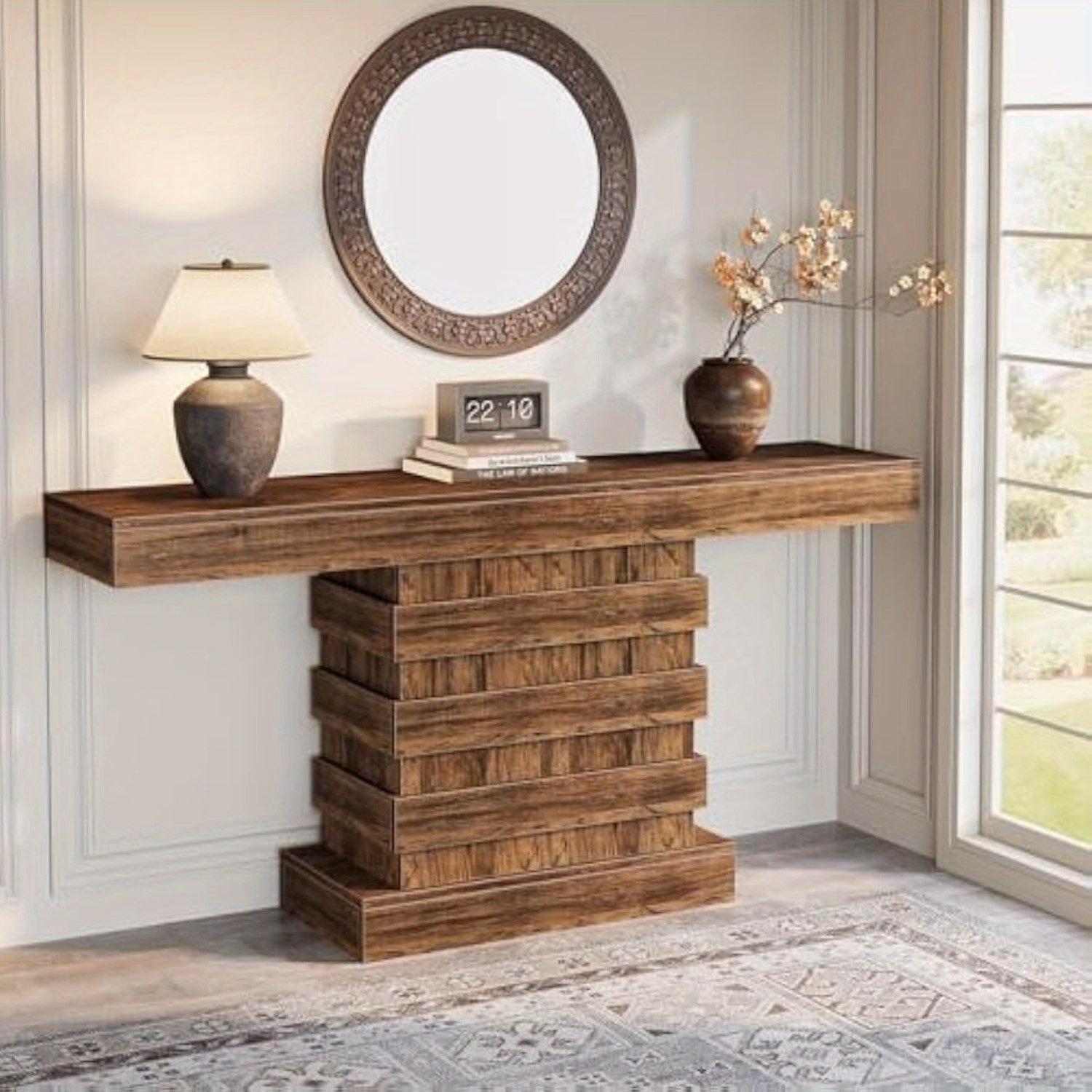 63-Inch Long Console Table, Unique Farmhouse Narrow Entryway Table, Wooden Entrance Hallway Foyer Accent Table, Sofa Table for Living Room