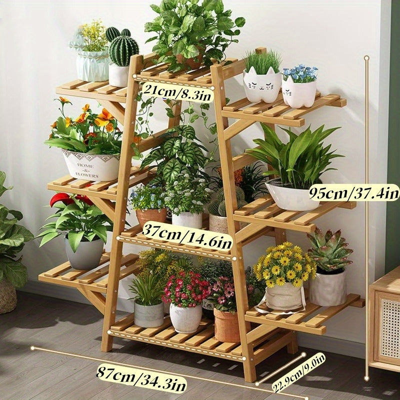 Elegant 9-Tier Wooden Plant Stand - Versatile Indoor/Outdoor Flower Pot Holder & Display Shelf for Patio, Balcony, and Garden