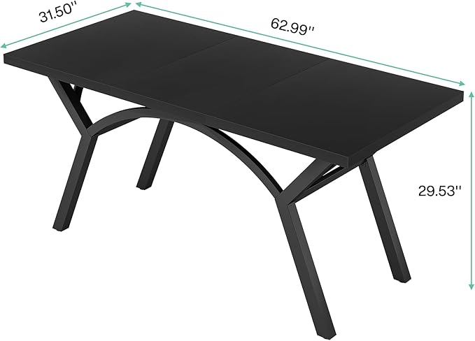 160cm Dining Table for 4-6, Modern Black Kitchen Table, Rectangular Dining Room Table Dinner Table for Kitchen, Living Room (Table Only)