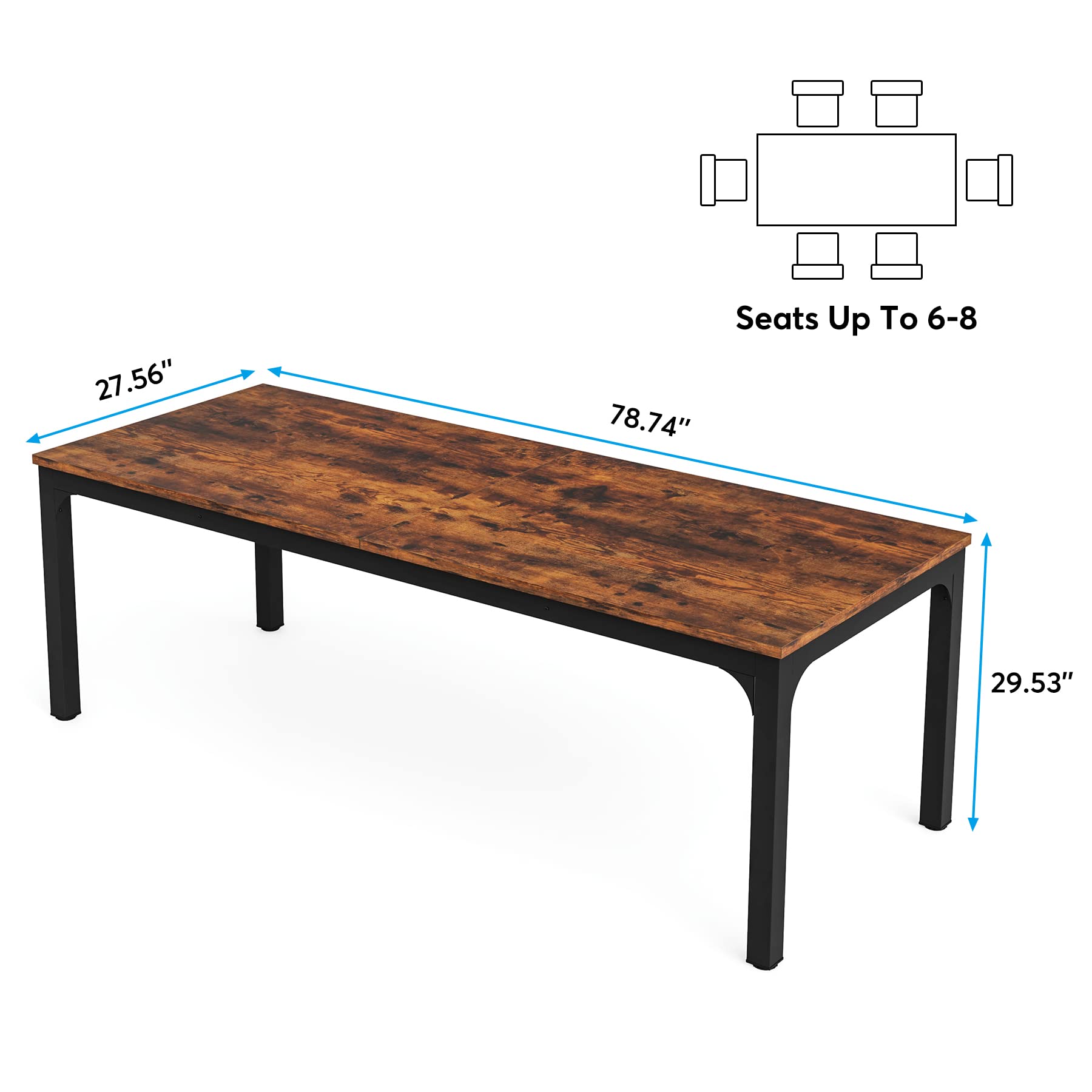 Dining Table for 6-8 Person, 180cm Long Rectangular Kitchen Dining Table for Living Room and Dining Room, 78.7 x 27.5 x 29.5 Inches(Only Table)