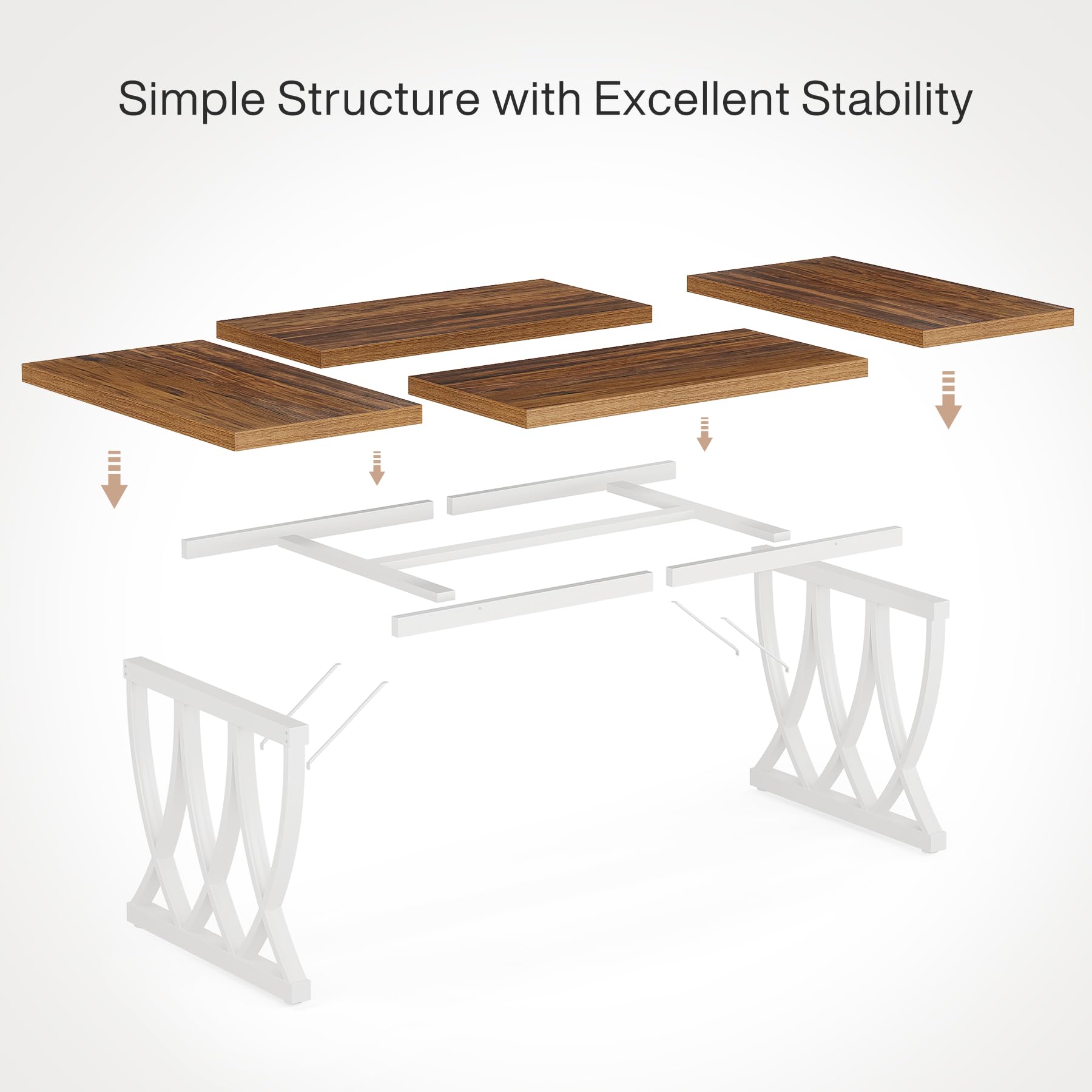 Dining Table for 6-8 People 180cm Rectangle Wood Kitchen Table Dinner Table with Heavy Duty Metal Frame for Kitchen