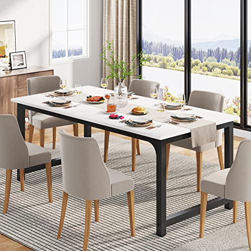 160cm Dining Table, Industrial Kitchen Table for 4-6 Person, Rectangular Dinner Table for Dining Room Kitchen Living Room, with Heavy Duty Metal Legs, Vintage Brown