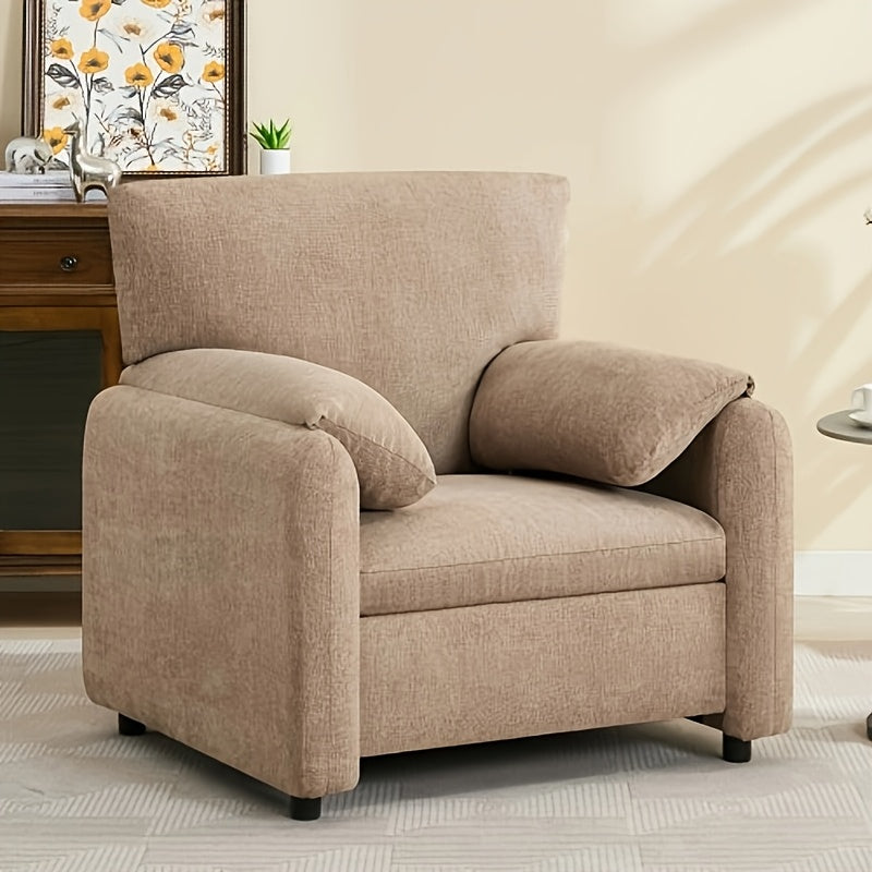 1pc Modern Chenille Accent Chair - Upholstered Hardwood Frame Armchair with Solid Back, Foam Fill, Comfortable Cushion - Ideal for Living Room, Bedroom Reading Nook - Easy Care, No Electricity Needed