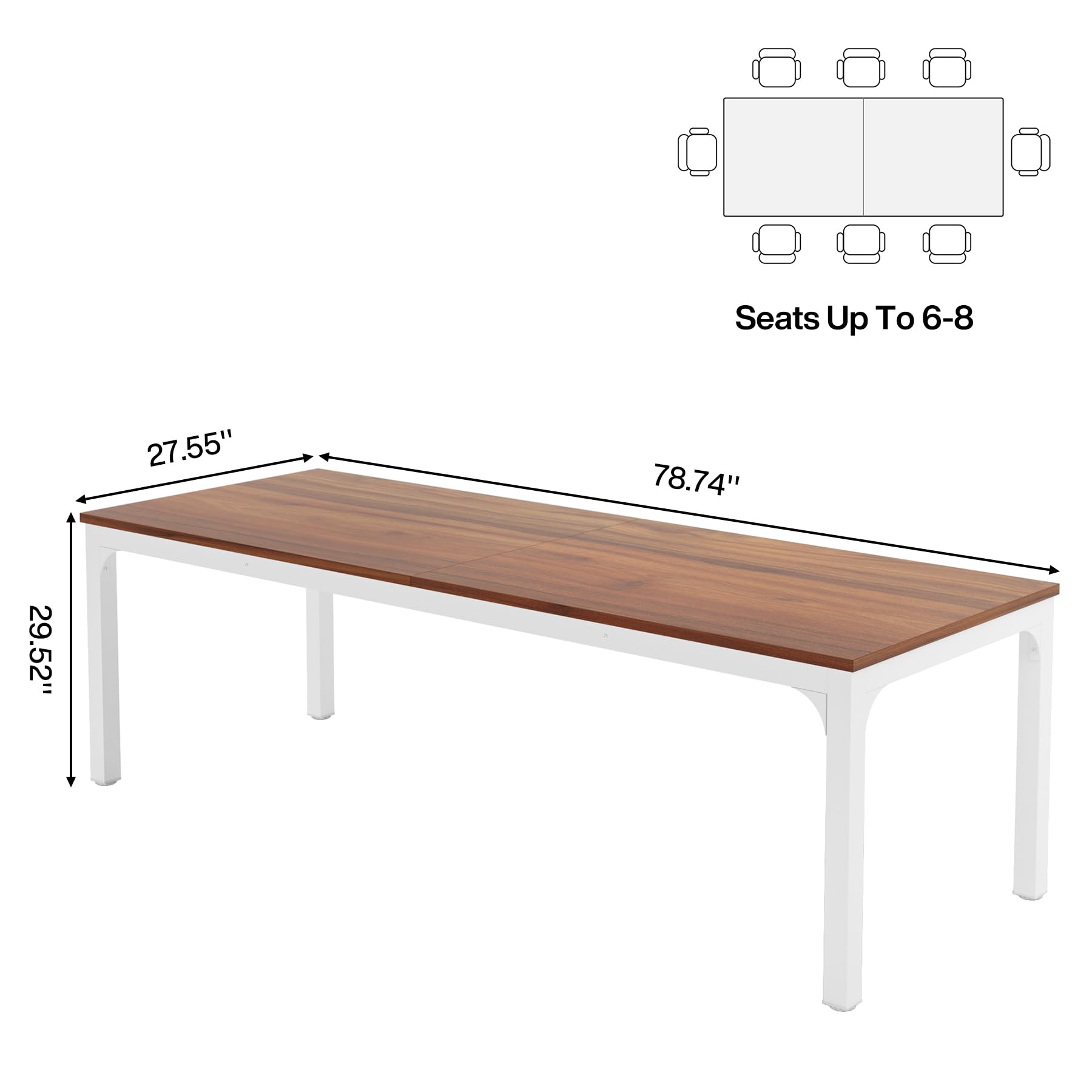 Dining Table for 6-8 Person, 180cm Long Rectangular Kitchen Dining Table for Living Room and Dining Room, 78.7 x 27.5 x 29.5 Inches(Only Table)