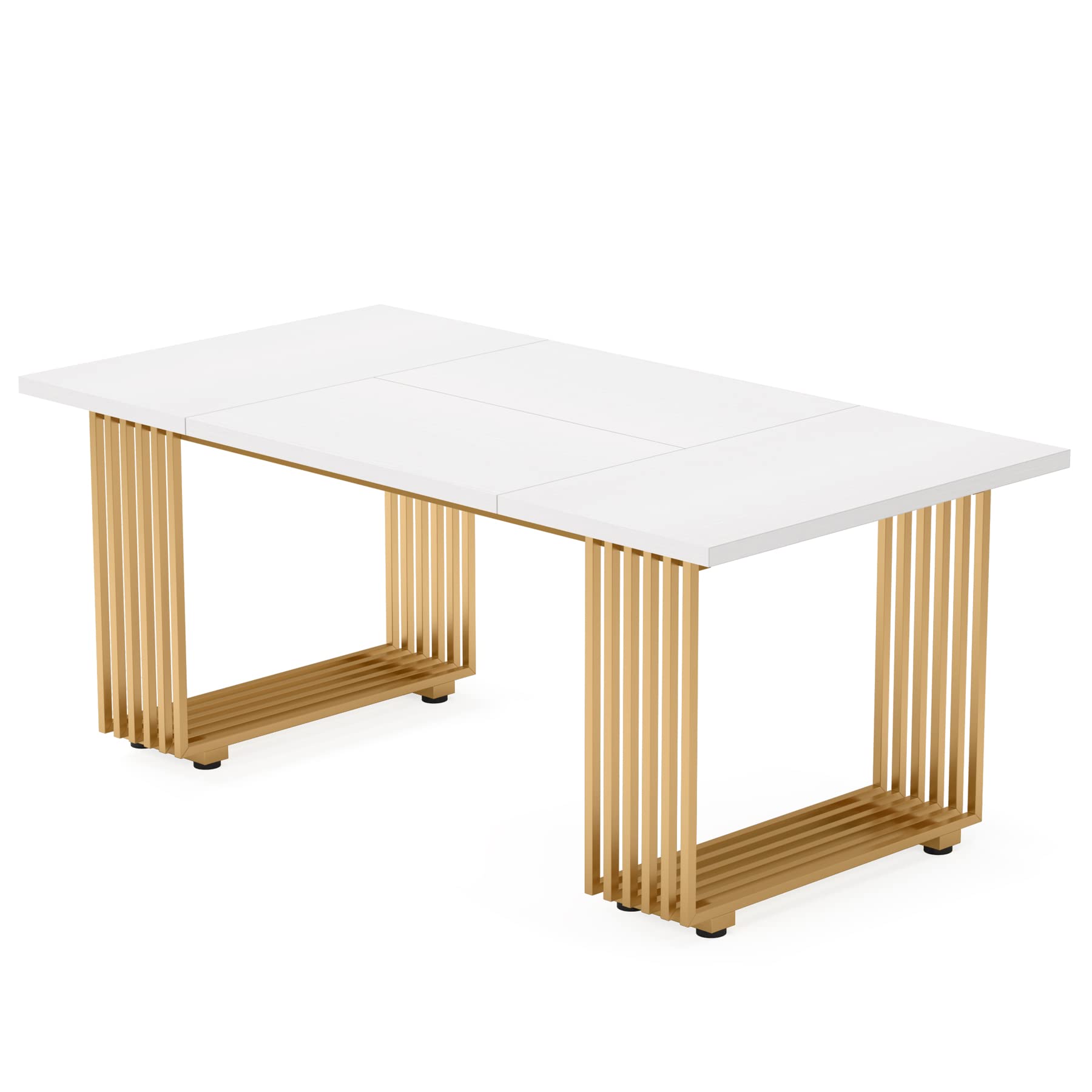 Modern Dining Table for 6-8 People, 180cm White Dining Room Table, Wooden Kitchen Table, Rectangular Dinner Table for Dining Room Family Gathering