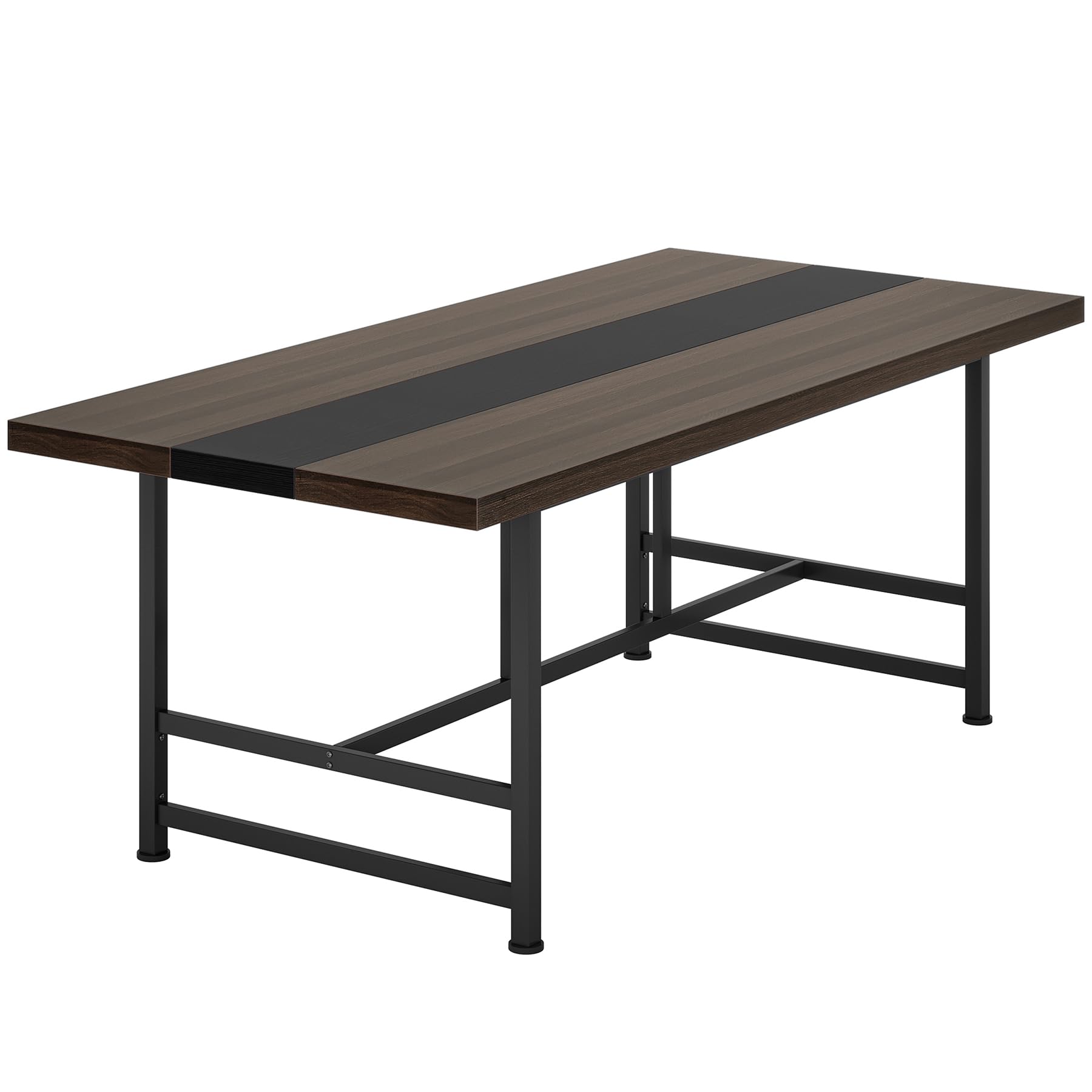 Dining Table for 6-8, 180cm Rustic Kitchen Table with Metal Frame, Wood Rectangular Dining Room Table, Large Dinner Table for Kitchen, Dining Room, Home (Dark Grey)