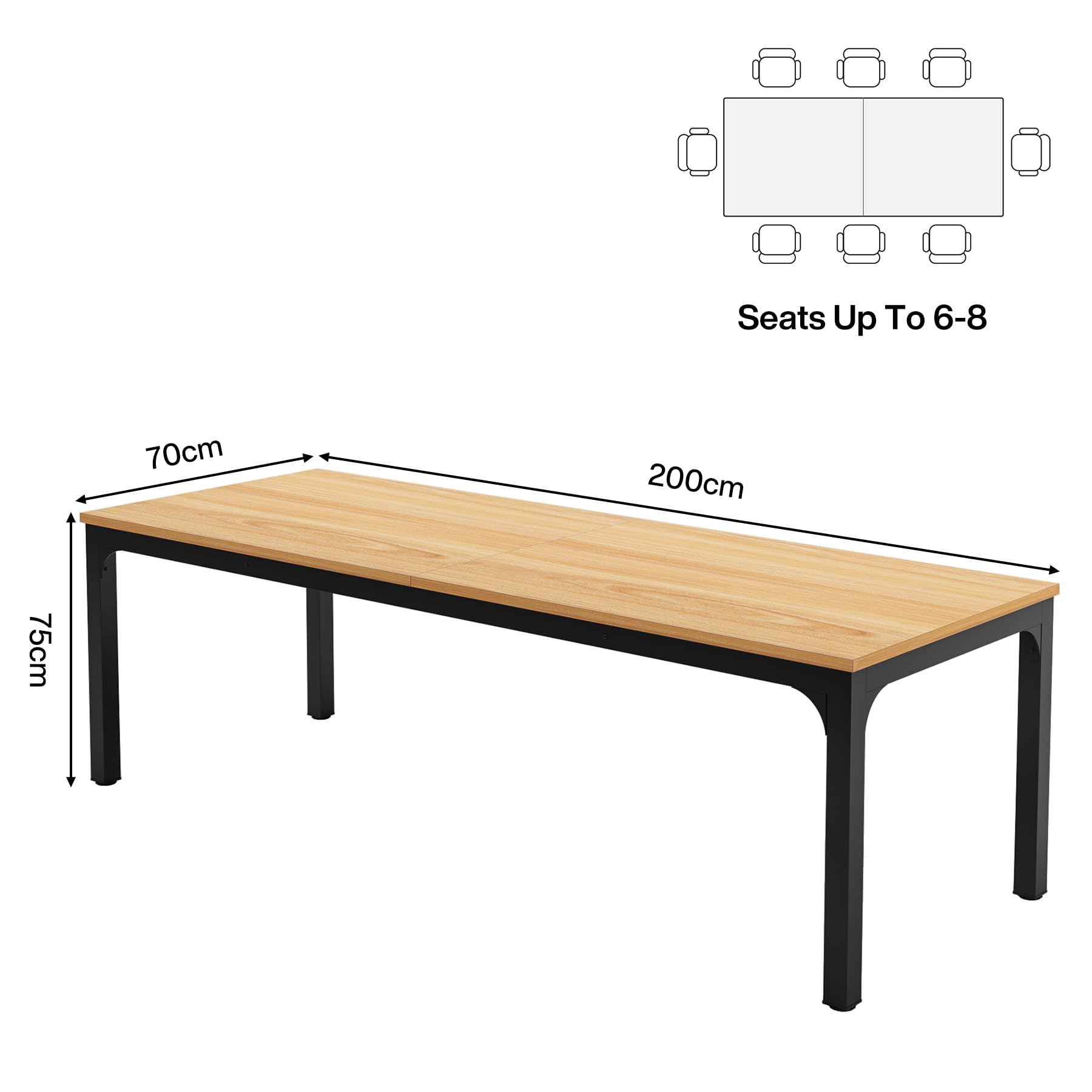 Dining Table for 6-8 Person, 180cm Long Rectangular Kitchen Dining Table for Living Room and Dining Room, 78.7 x 27.5 x 29.5 Inches(Only Table)