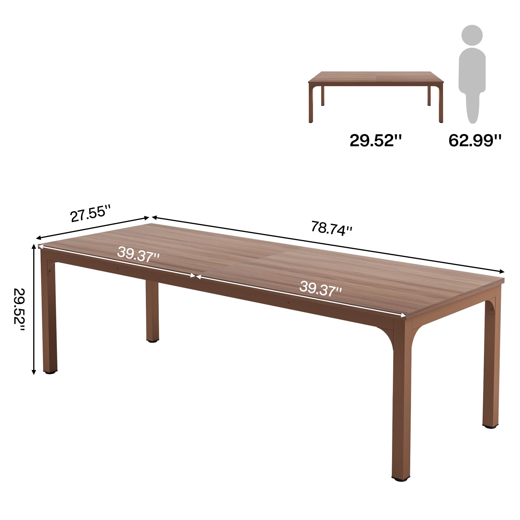 Dining Table for 6-8 Person, 180cm Long Rectangular Kitchen Dining Table for Living Room and Dining Room, 78.7 x 27.5 x 29.5 Inches(Only Table)