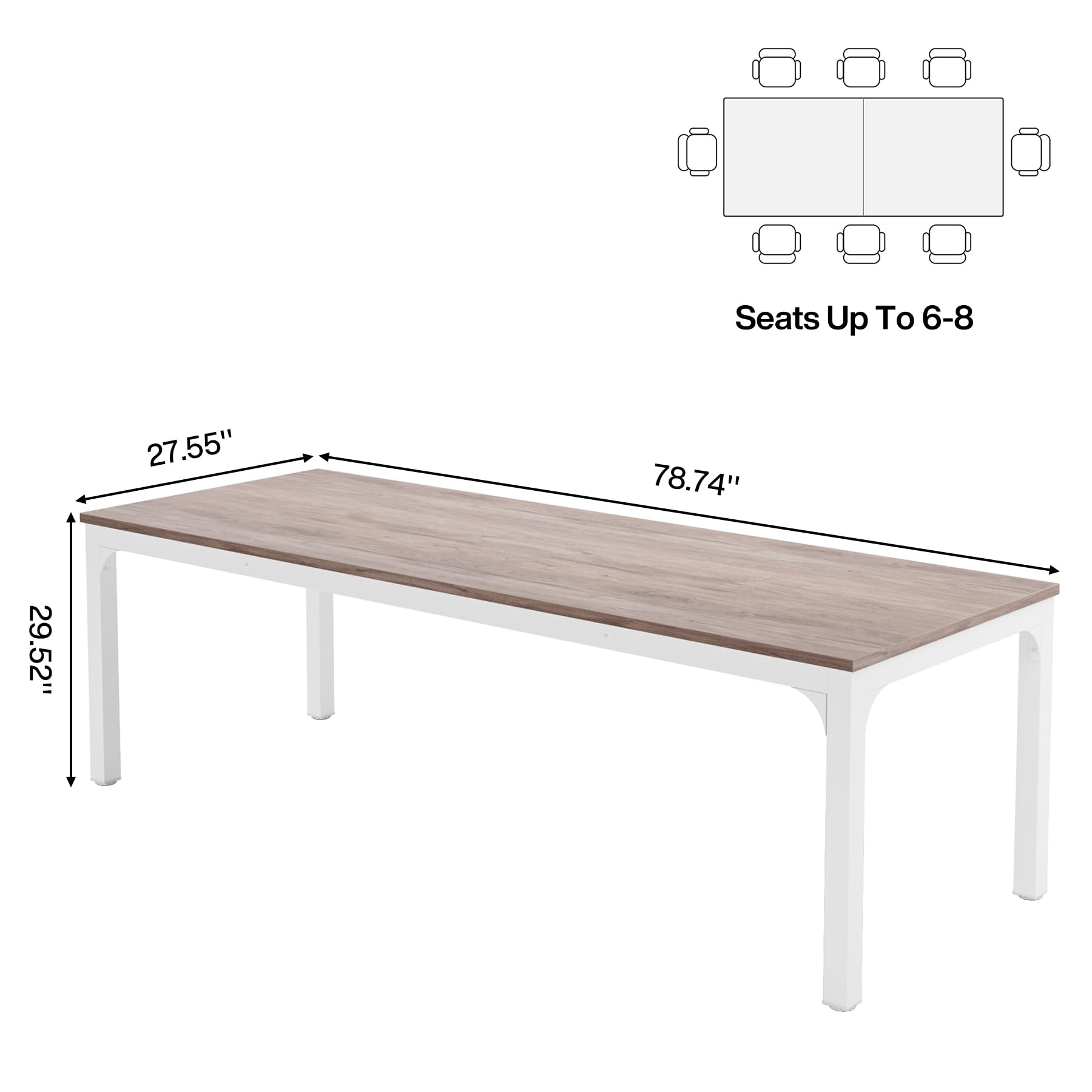 Dining Table for 6-8 Person, 180cm Long Rectangular Kitchen Dining Table for Living Room and Dining Room, 78.7 x 27.5 x 29.5 Inches(Only Table)