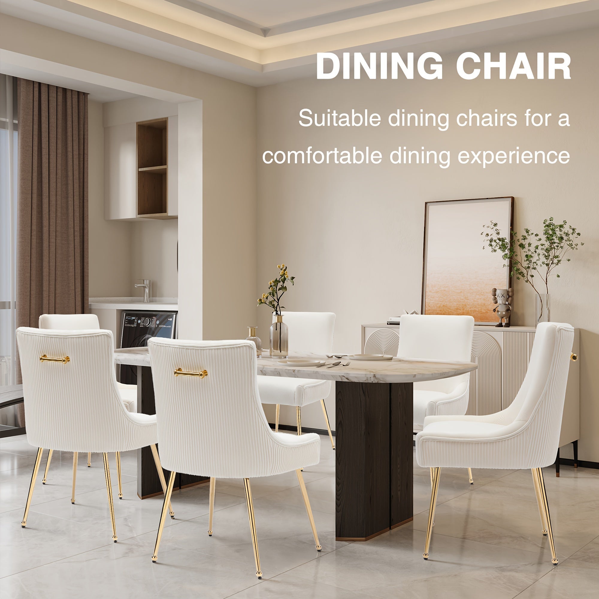 A Set Of 2 Modern Leisure Velvet Dining Chairs, Velvet Chairs With Soft Cushions, Featuring Golden Legs, And Mid-century Style Decorative Chairs With Backrest