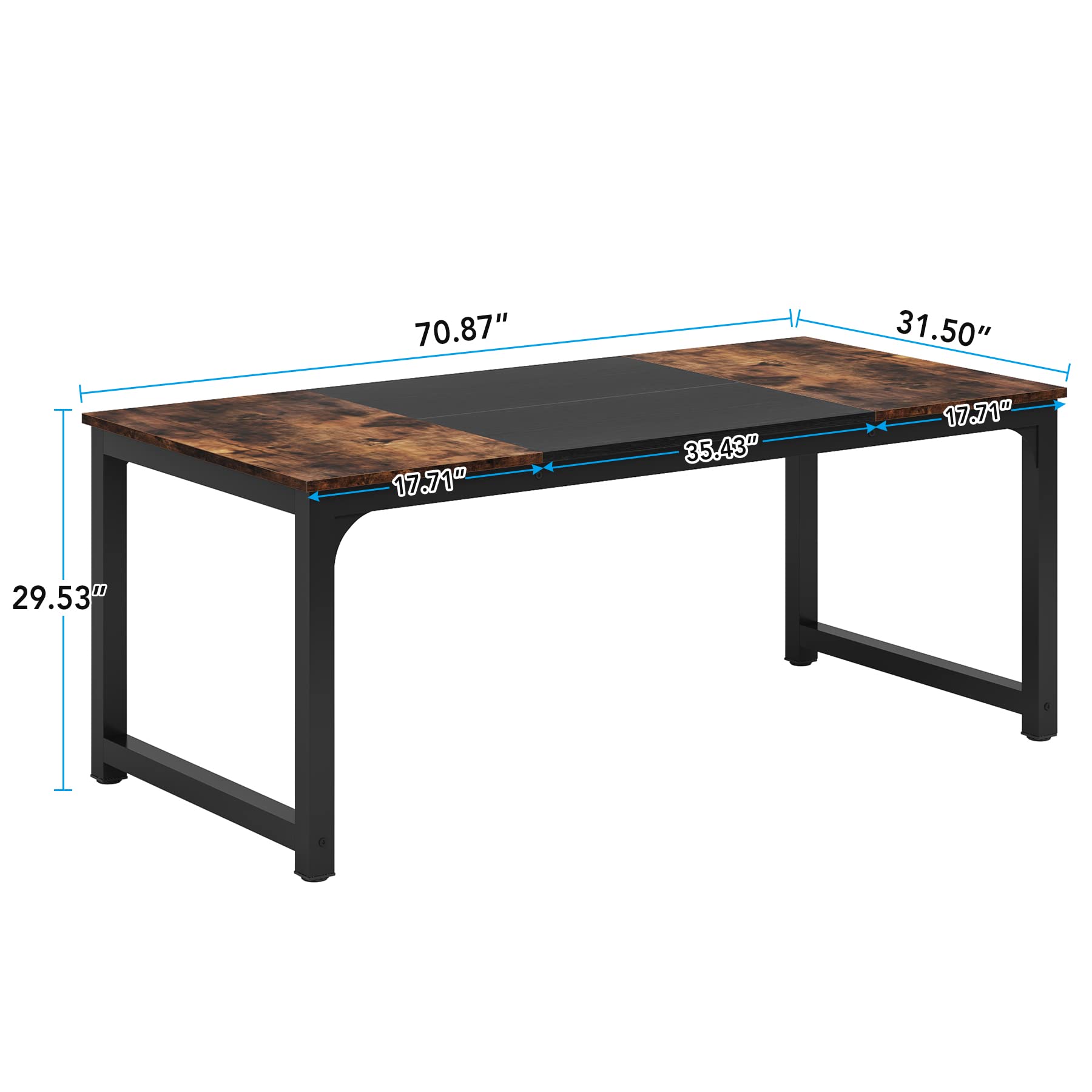 160cm Dining Table, Industrial Kitchen Table for 4-6 Person, Rectangular Dinner Table for Dining Room Kitchen Living Room, with Heavy Duty Metal Legs, Vintage Brown