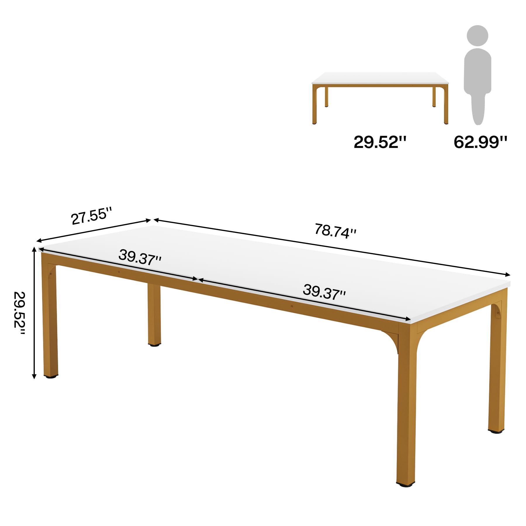 Dining Table for 6-8 Person, 180cm Long Rectangular Kitchen Dining Table for Living Room and Dining Room, 78.7 x 27.5 x 29.5 Inches(Only Table)