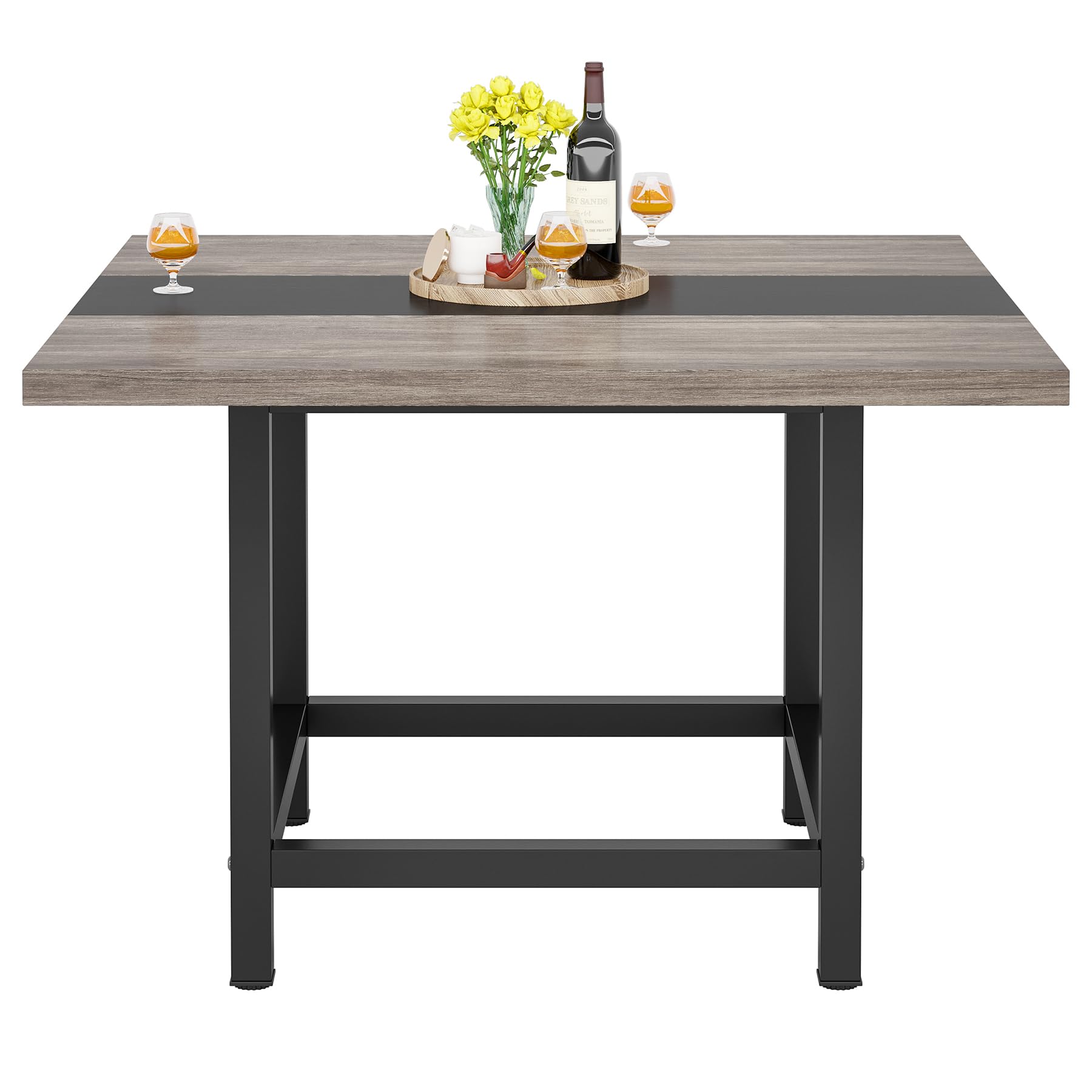 Square Dining Table for 4 People, Farmhouse 101cm Wooden Kitchen Table, Farmhouse 2 Person Dinning Table for Dinning Room &Small Space, Black&Retro (Rusitc&Black)