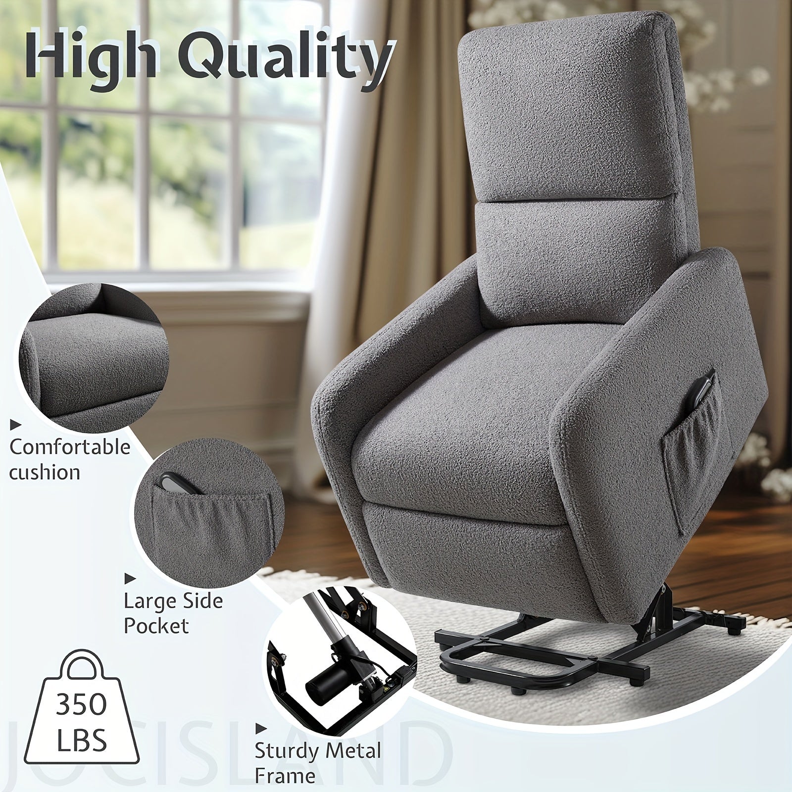 Power Lift Recliner Chairs for Adults, Small Electric Recliners with High Back, Made with Linen