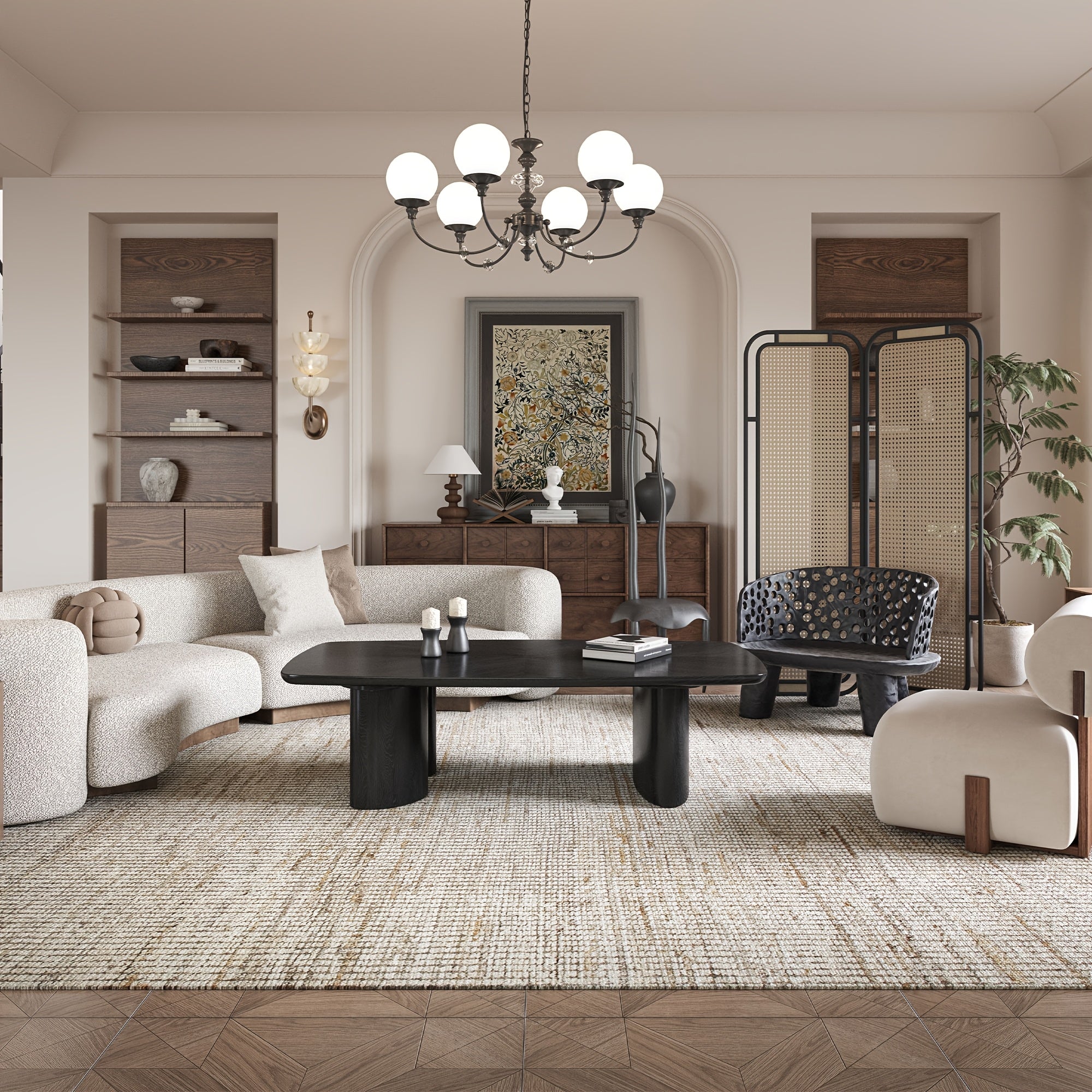 Modern Solid Wood Coffee Table With Curved Art Deco Design For Leg Suitable For Living Room And Bedroom Hardwood