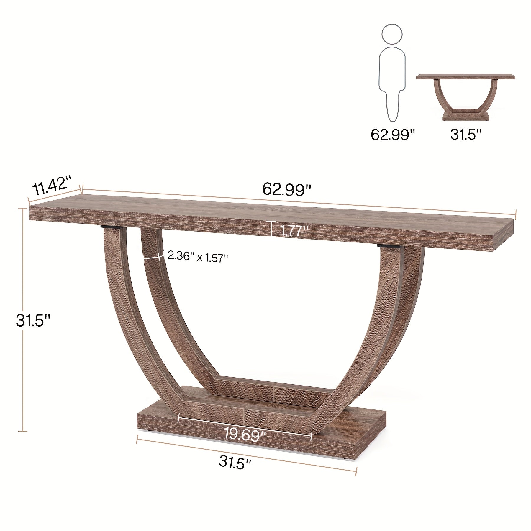 Console Entryway Table Farmhouse: 63 Inches Sturdy Wood Console Table for Entryway, Narrow Long Foyer Sofa Table with Geometric Legs for Hallway, Entrance, Reception Room