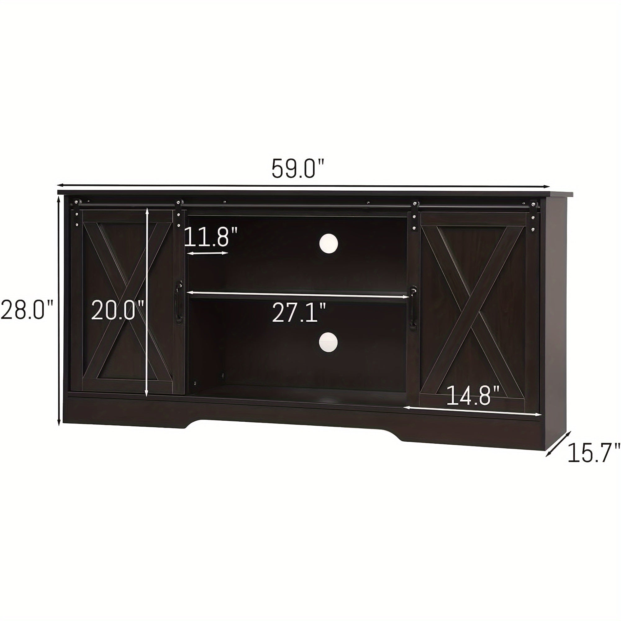 Farmhouse TV Stand with Sliding Barn Doors Espresso Entertainment Center for 165cm TV with Storage Cabinet Classic