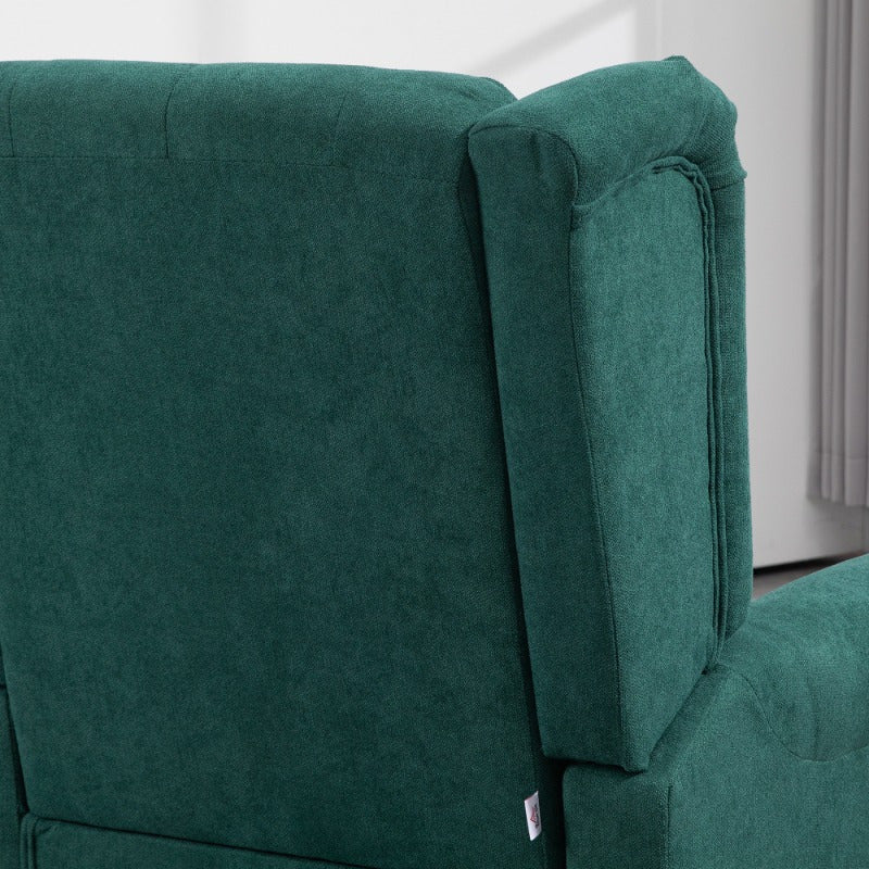 Button-Tufted Accent Chair with High Wingback, Rounded Cushioned Armrests and Thick Padded Seat, Dark Green