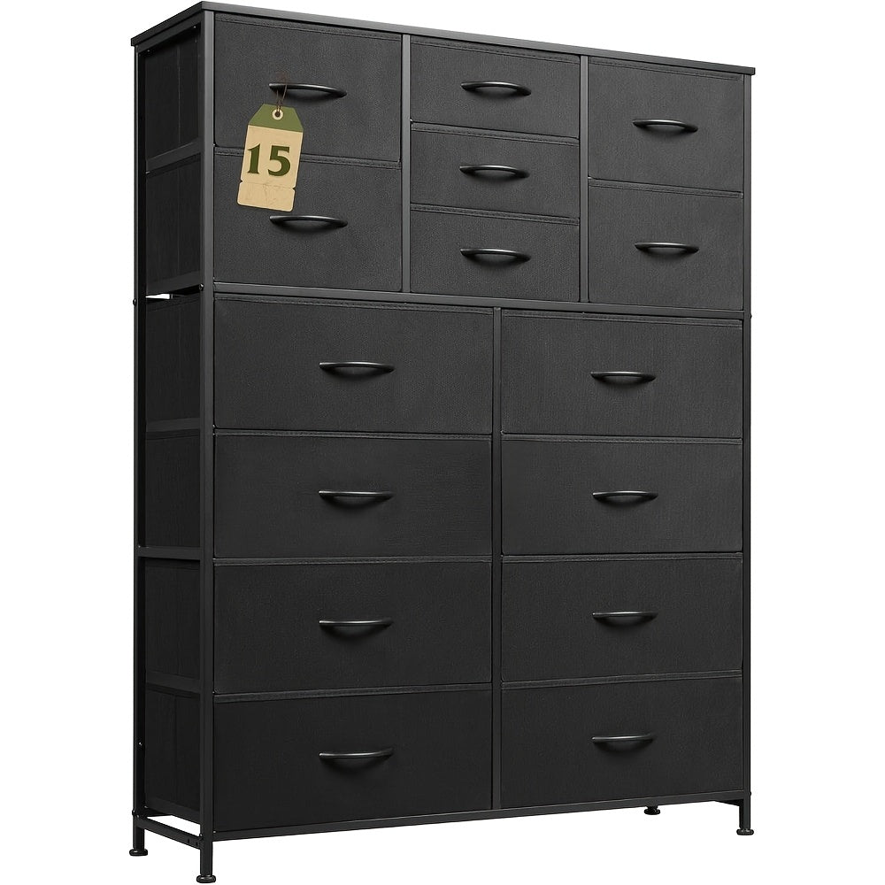 Tall Dresser for Bedroom Furniture Fabric Dressers Storage Tower with 15 Deep Drawers Chest of Drawers Organizer Unit