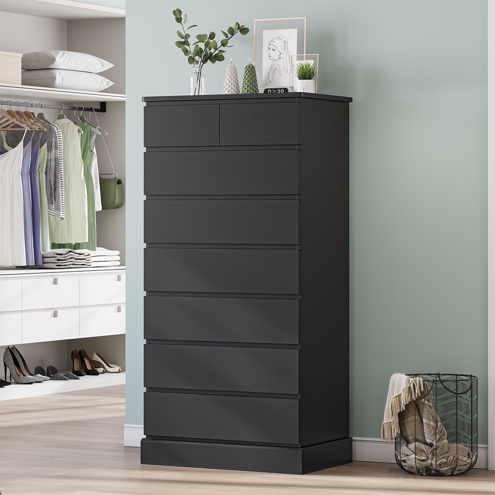 Tall Dresser With 7 Drawers For Bedroom 132cm Tall Dresser And Chest Of Drawers Modern Closet Organizer And Storage