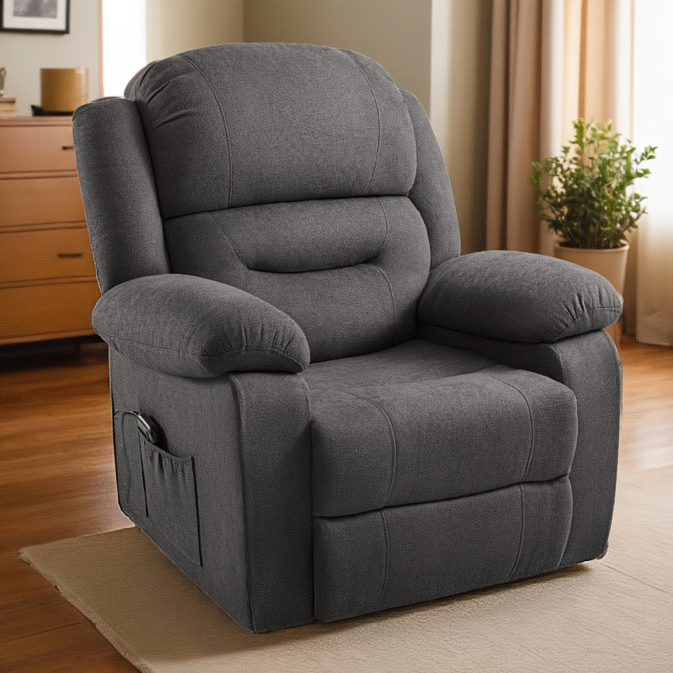 Adult Fabric Reclining Chair, Featuring Overstuffed Armrests & Backrest, Cozy Lazy Boy Sofa for Living Rooms & Home Entertainment Areas