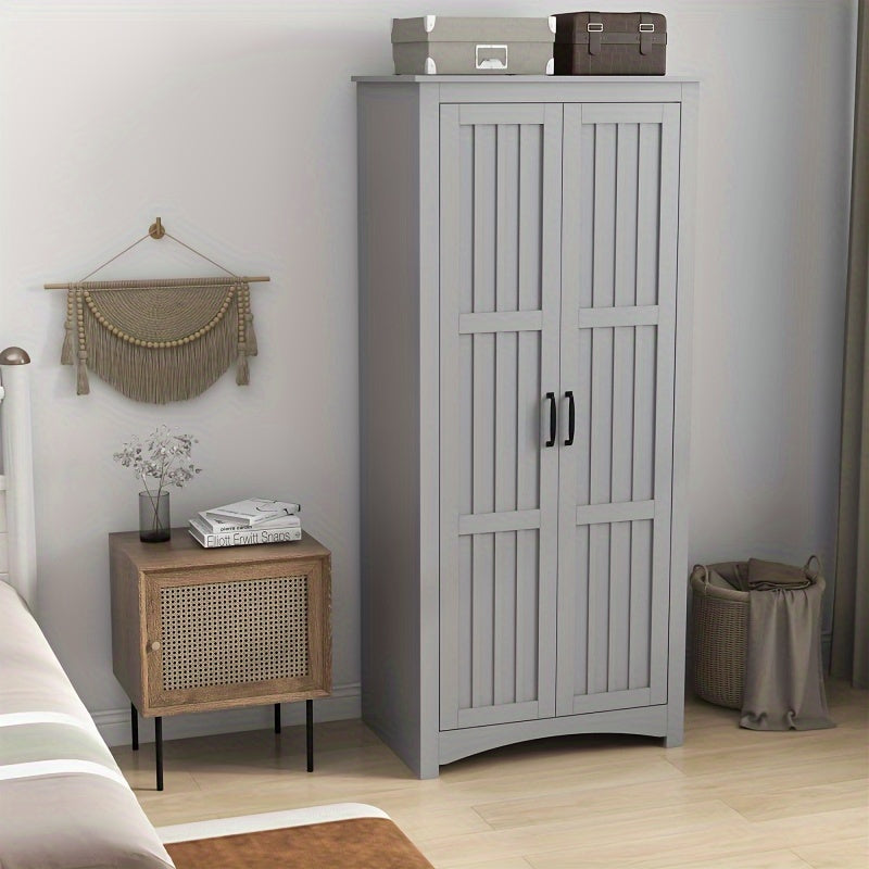 Wardrobe Armoire Closet, Bedroom Wardrobe Closet, 2 Door Gray Wardrobe Cabinet