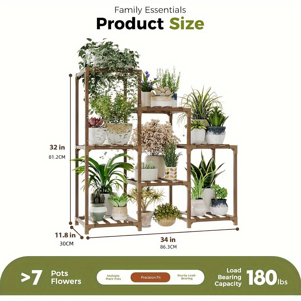 Boho Chic 3-Tier Wooden Plant Stand - Indoor/Outdoor Ladder Shelf for Multiple Plants, Perfect for Living Room & Patio Decor, Ideal Gardening Gift for Mom