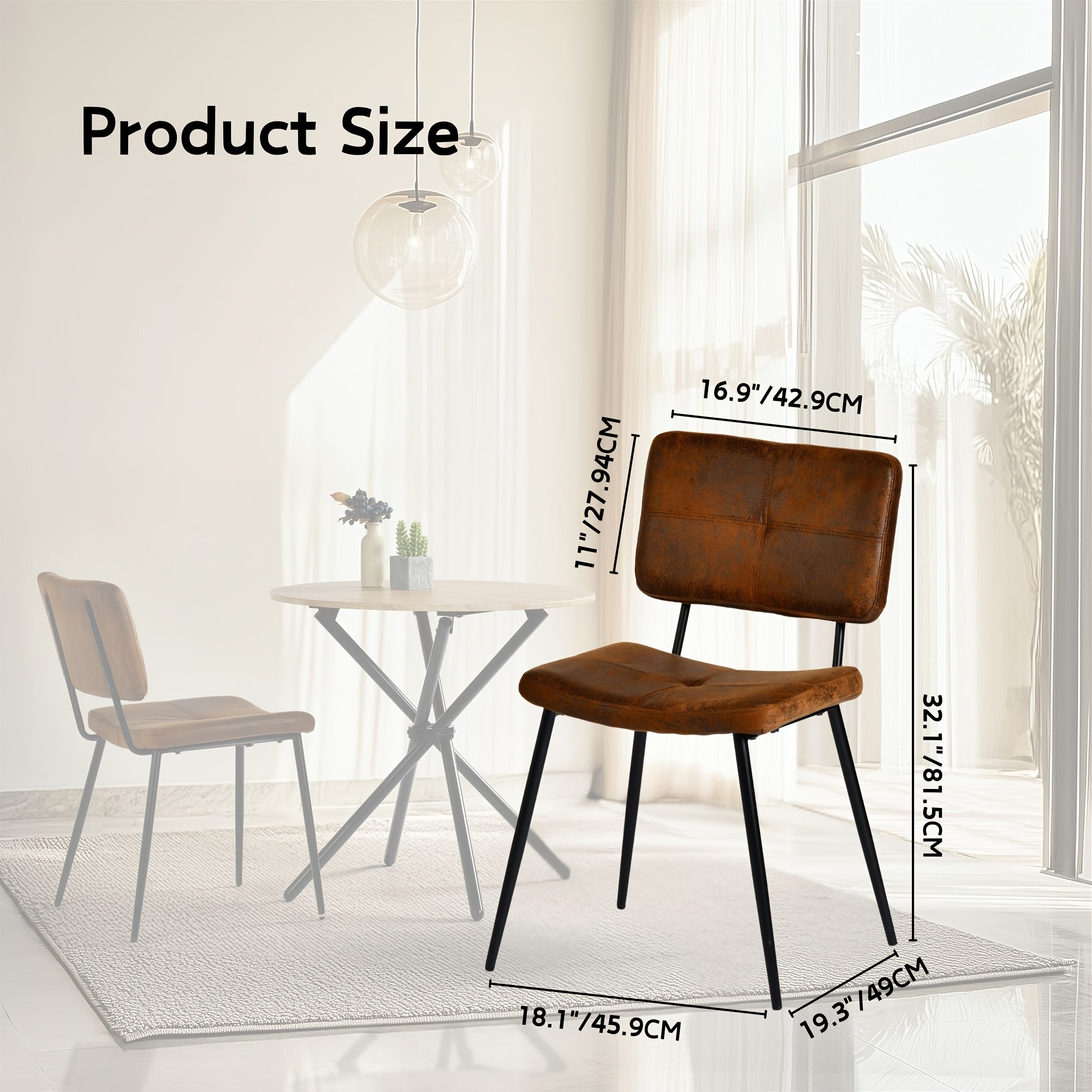 Set of 4 Vintage Industrial-Style Suede Dining Chairs - Armless Comfortable & Durable with Metal Frames for Kitchen