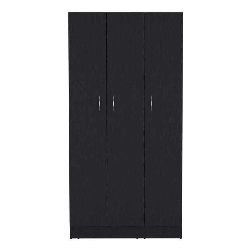 Spacious Black 3-Door Armoire Wardrobe with 2 Drawers - Durable Hardwood Construction, Modern Design, Easy Assembly, Ideal for Bedroom Storage, Bedroom Decor