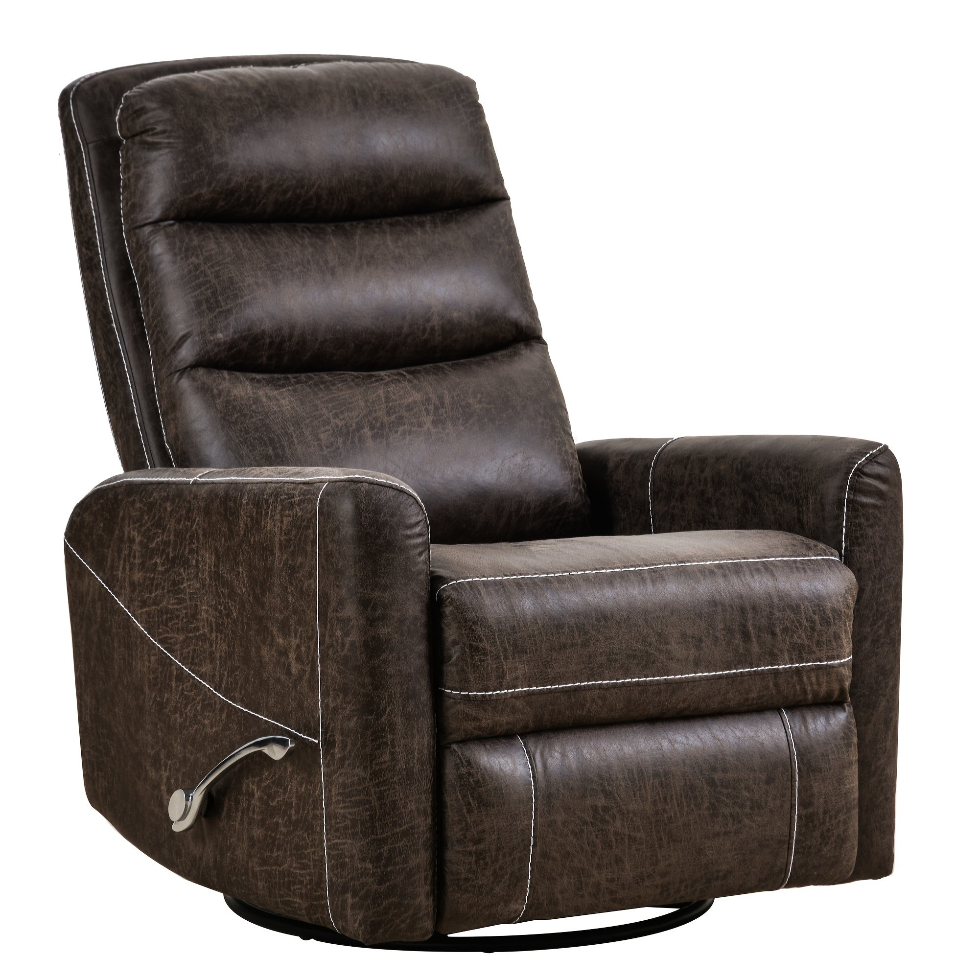 Swivel Glider Rocker Recliner Chair for Nursery, Manual Swivel Rocking Recliner, Mordern Home Theater Seating Soft Reclining Chairs for Living Room, Brown