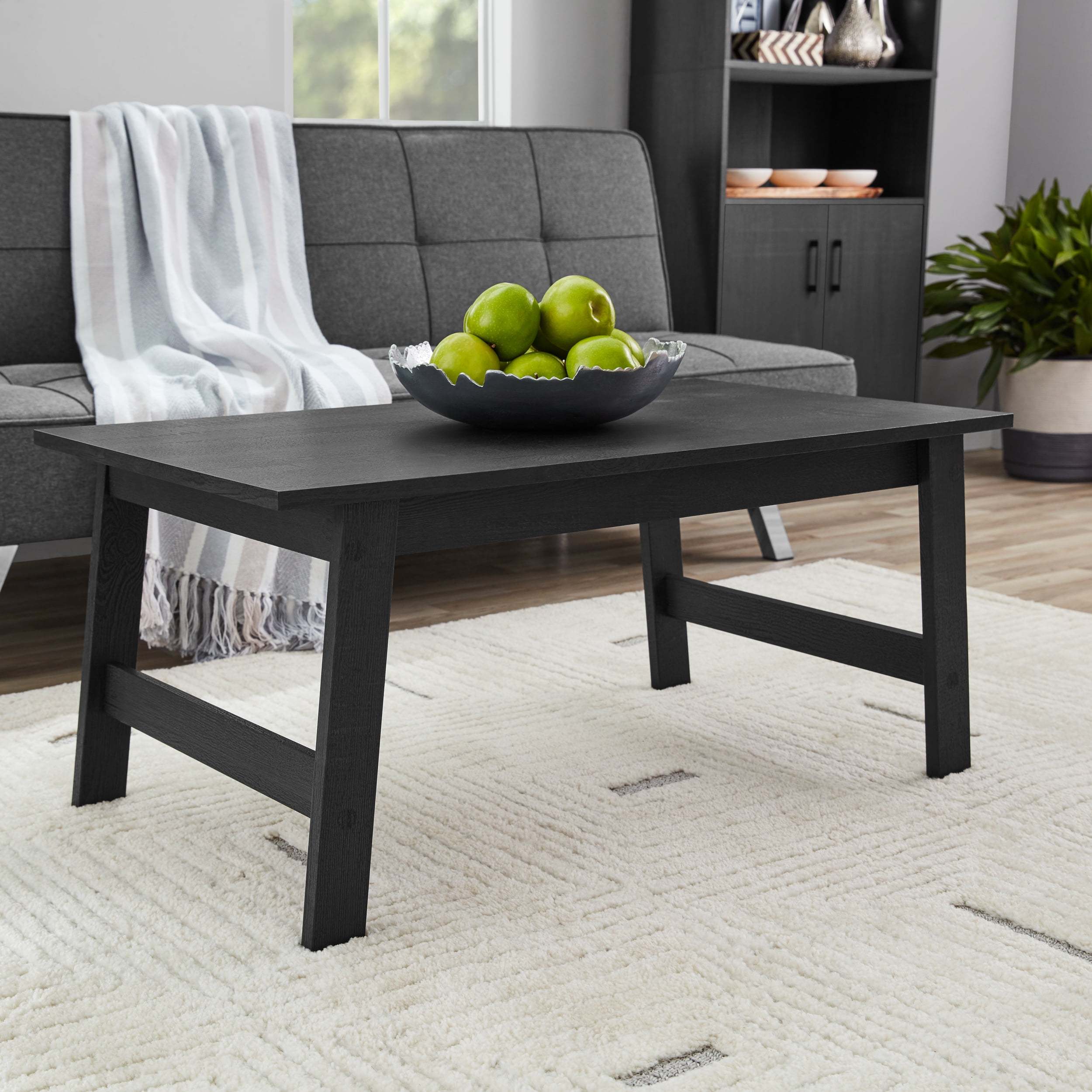 Elegant Black Wooden Coffee Table - Modern Rectangular Design with Storage, Versatile Placement for Living Room & More