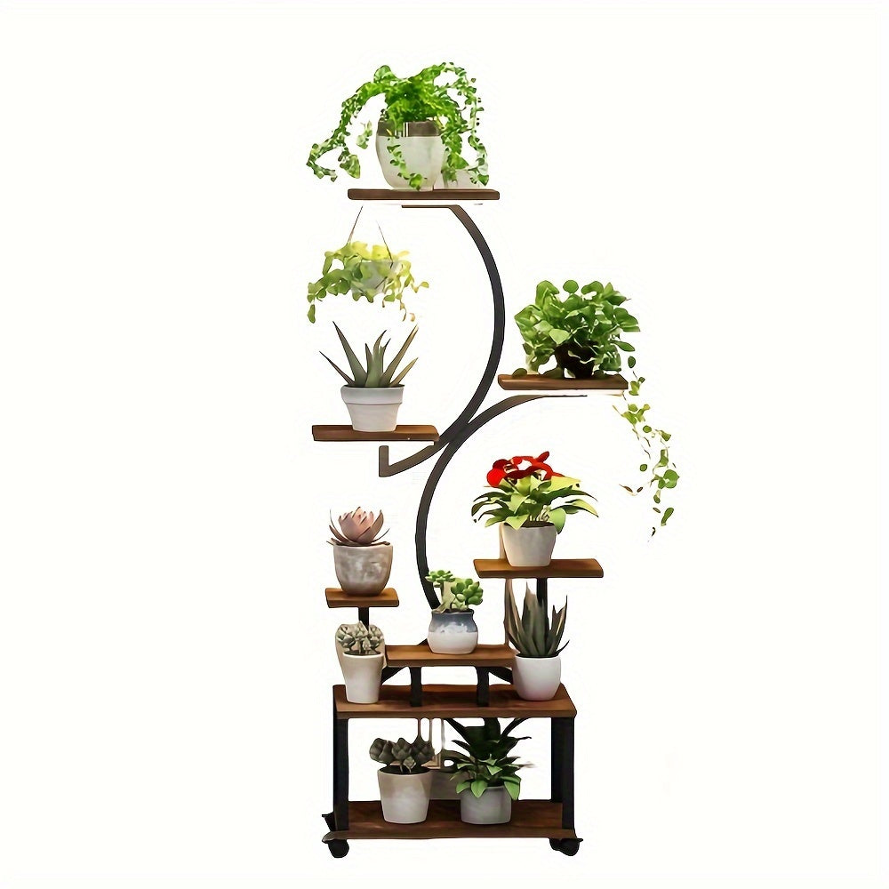 Plant Stand Indoor With Grow Lights, 8 Tiered Indoor Plant Shelf, 61" Tall Plant Stand For Indoor Plants Multiple, Metal Plant Flower Holder Stand, S-Shaped Plant Rack For Home, Patio, Valentine'S Day Gifts, New Home/office D