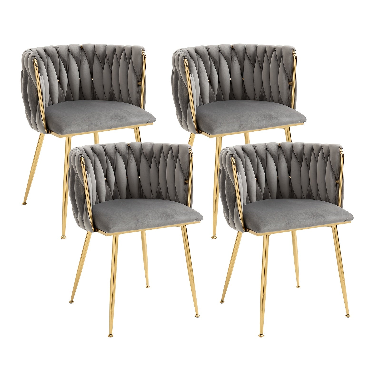 Velvet Dining Chairs Set of 4, Modern Upholstered Dining Chairs with Golden Metal Legs for Dining Room, Vanity, Kitchen, Living Room