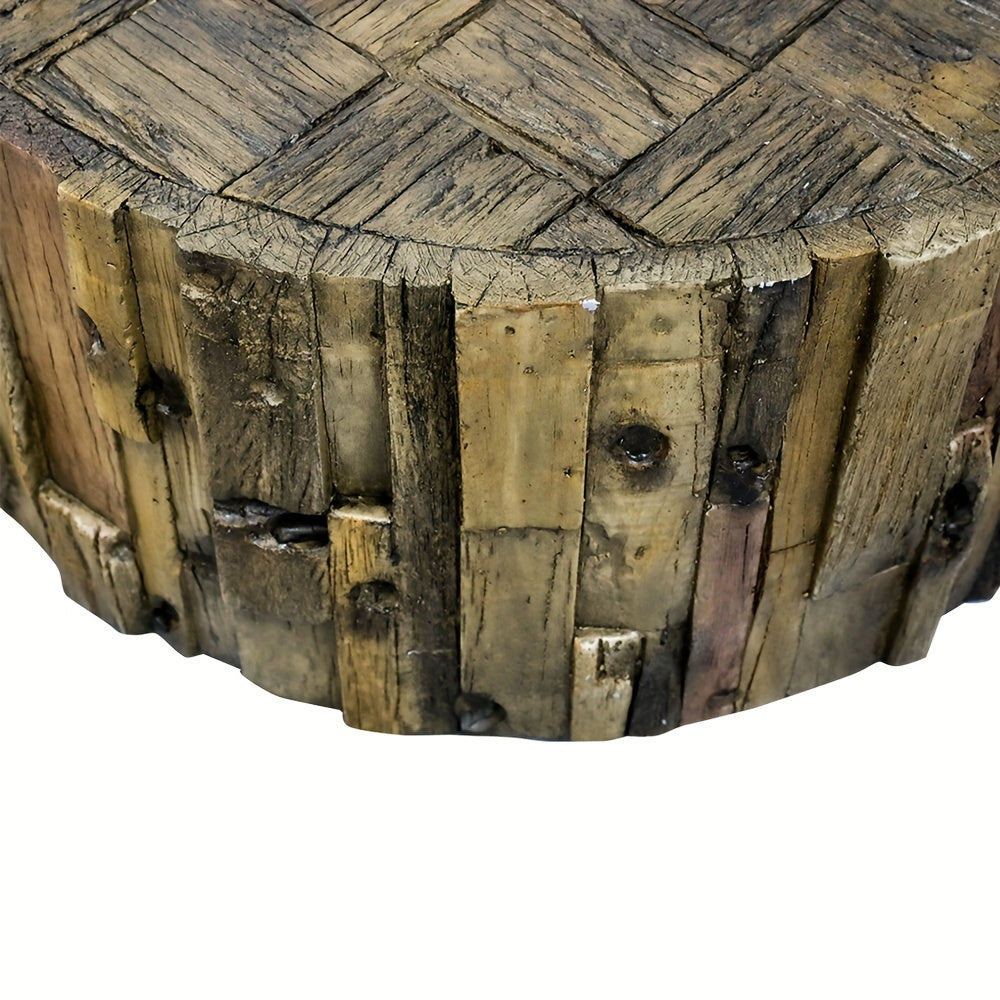 50cm Farmhouse Barrel Shaped Round Coffee Table For Indoors And Outdoors, Round Coffee Table For Living Room, Small Side Table Tea Table End Table