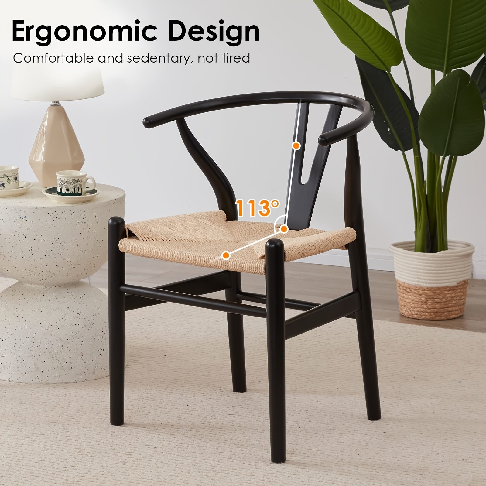 Solid Wood Woven Dining Chair, Y Chair, Wishbone Dining Chair, Mid-century Modern Wood, Suitable For Your Beach House, Fully Assembled