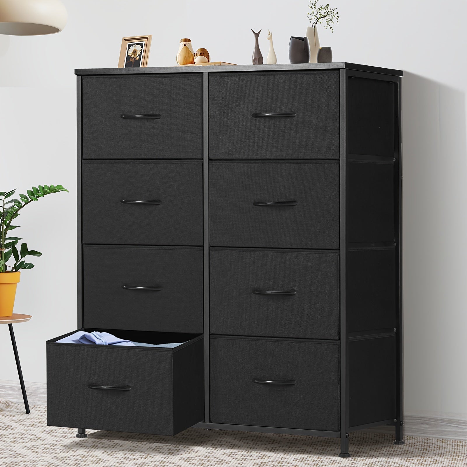 Dresser For Bedroom Storage Cabinet Fabric Closet Organizer With 8 Drawers Dresser With Metal Frame And Wood Tabletop