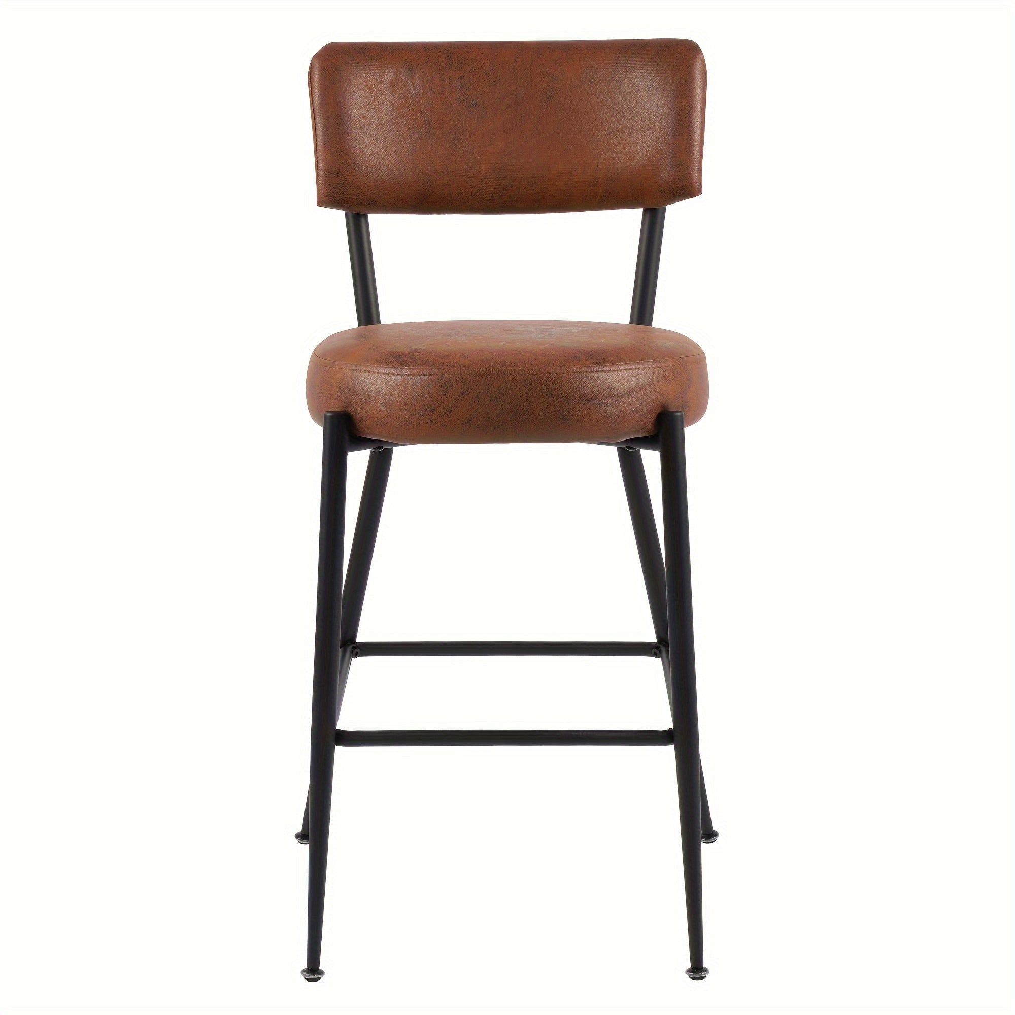 Brown Dining Chairs Set of 2, Modern Dining Room Chairs, Round Upholstered Kitchen Chairs with Black Metal Legs