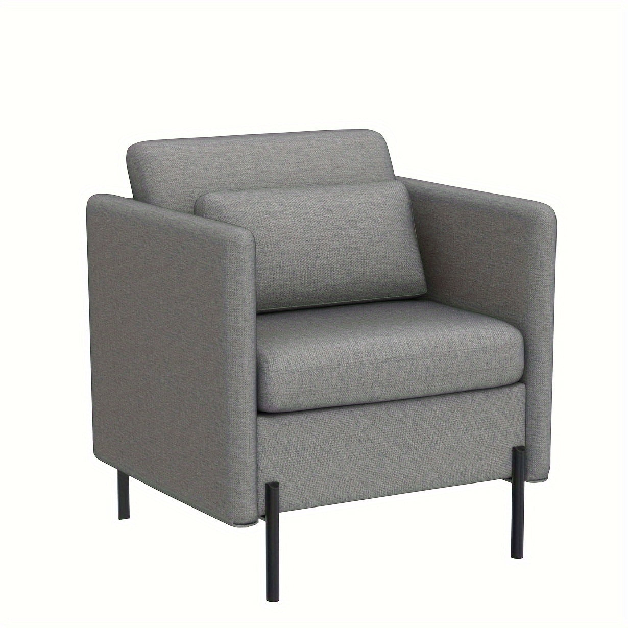 Modern Accent Living Room Chairs, Fabric Single Sofa Chair with Pillow/Metal Legs