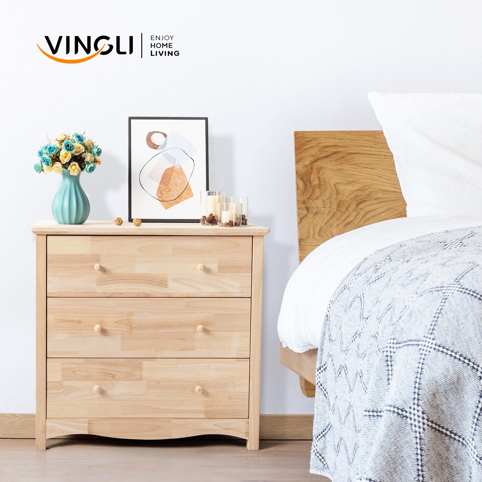 3/6 Drawer Dresser Natural Solid Wood Dresser Color DIY Upgraged Rustic Farmhouse Tall Dresser with Spacious Storage