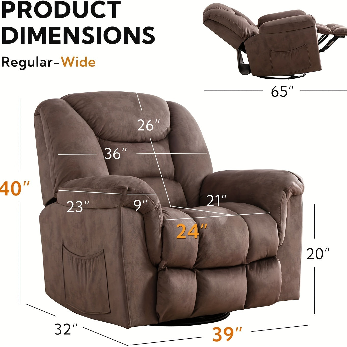 Modern Manual Elderly Functional Chair, Adjustable Adult Recliner For Bedroom, Living Room, Reading Room Sofa Lounge Chair