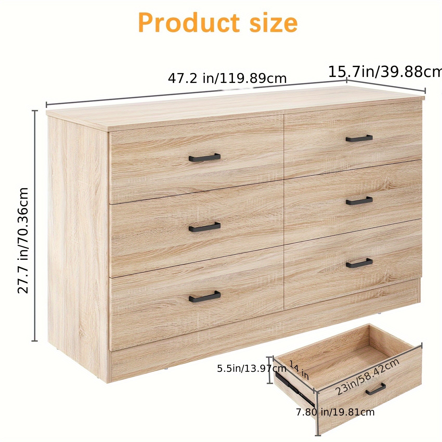 Wood Dresser For Bedroom 6 Drawer Dresser With Metal Handles Light Oak Dresser - Dresser Westberry Furniture