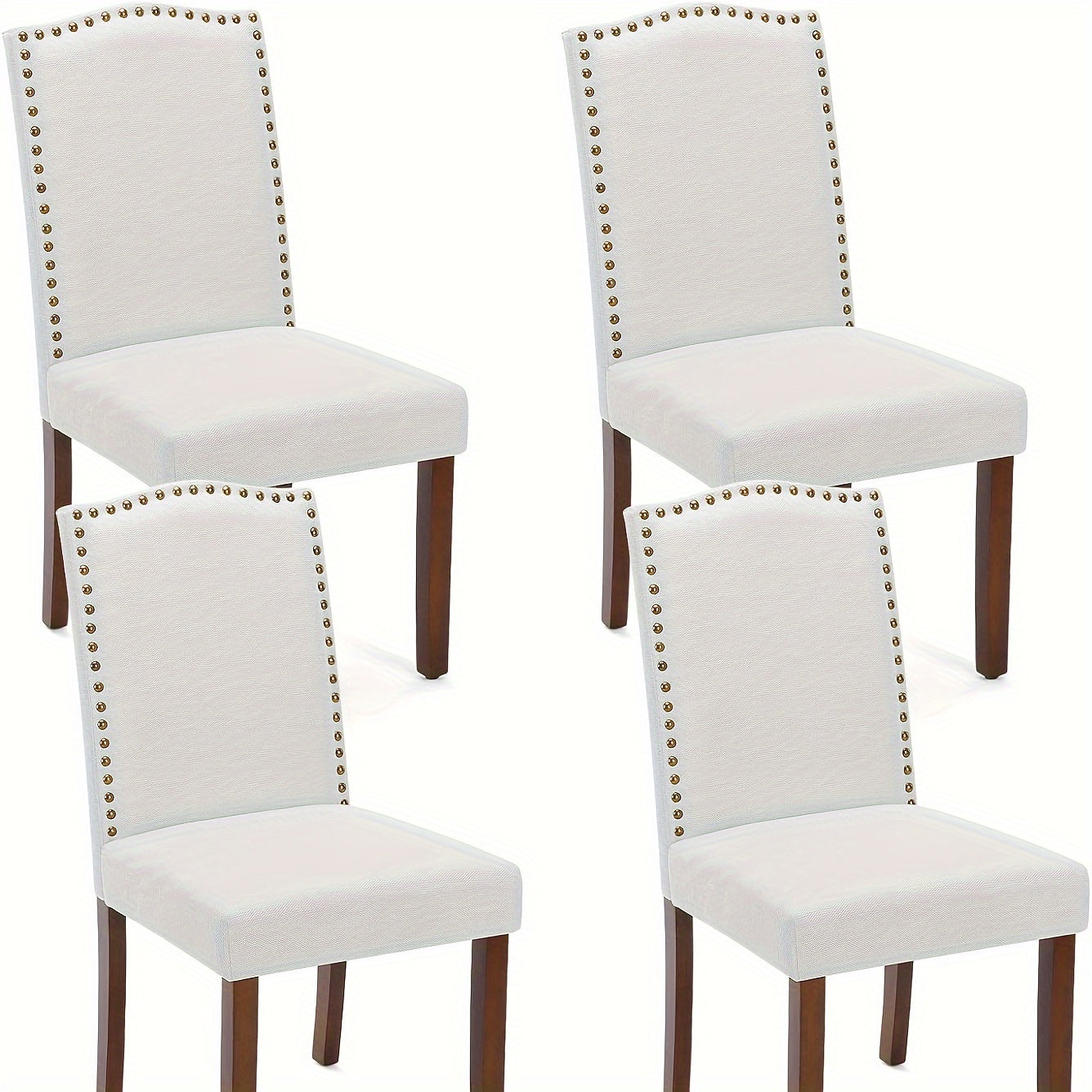 Upholstered Dining Chairs, Modern  Fabric Dining Room Chair with Wood Legs and Nailhead Trim, Mid-Century Accent Dinner Chair for Kitchen, Living Room