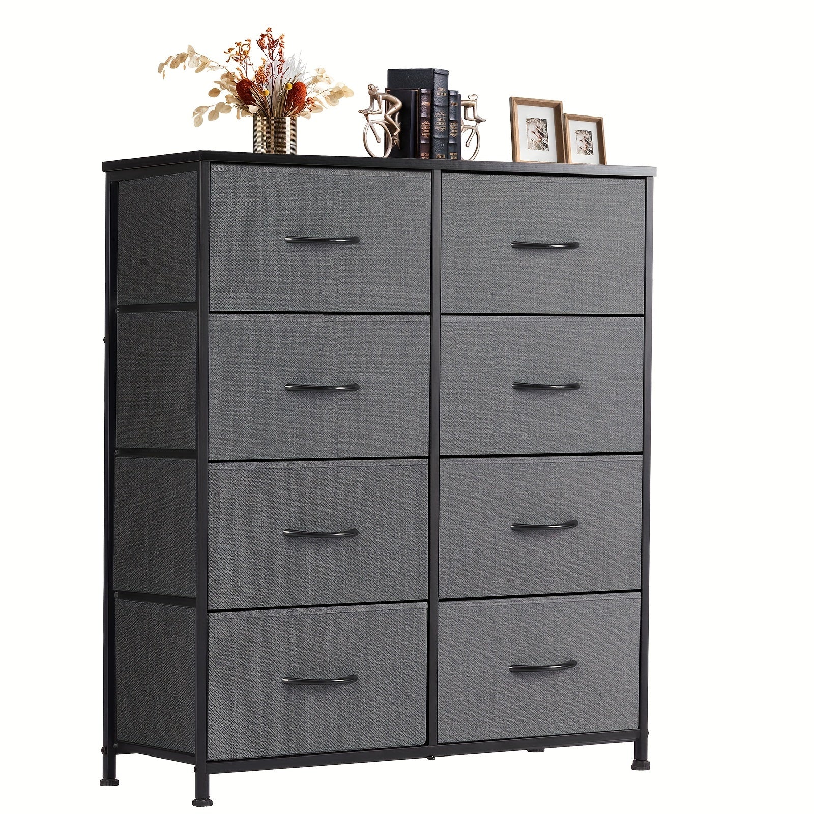 1pc Dresser For Bedroom With 8 Fabric Drawers, Tall Storage Cabinet, Organizer Sideboards Cabinet For Clothing Closet, Room Furniture, With Steel Frame, Wood Top, Lightweight Quick Assemble Cabinet