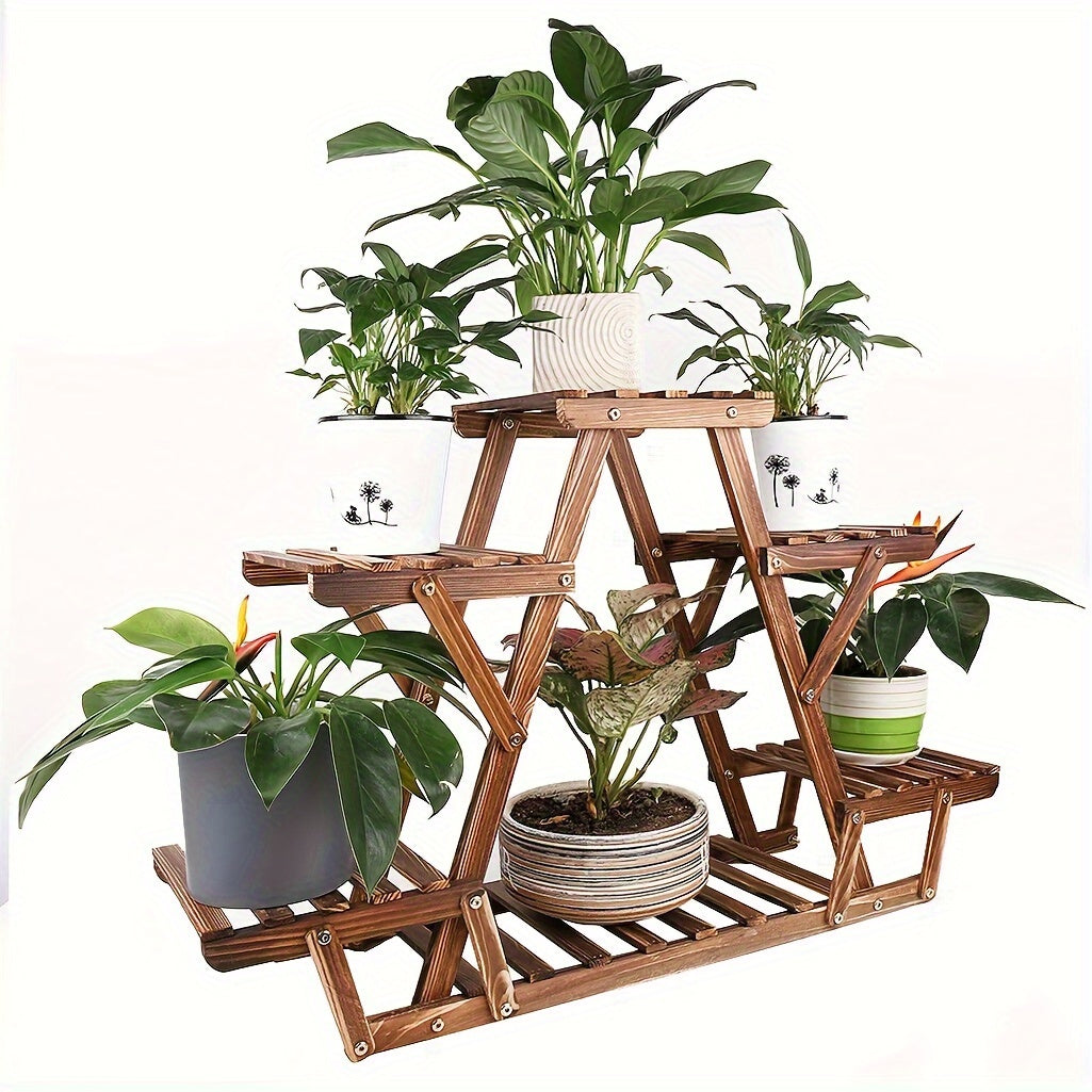 Wood Plant Stand Indoor, 6 Tiered Plant Shelf For Multiple Plants RackTriangle, A Shape Corner Flower Pot Holder For Windowsill Patio Balcony Garden Living Room