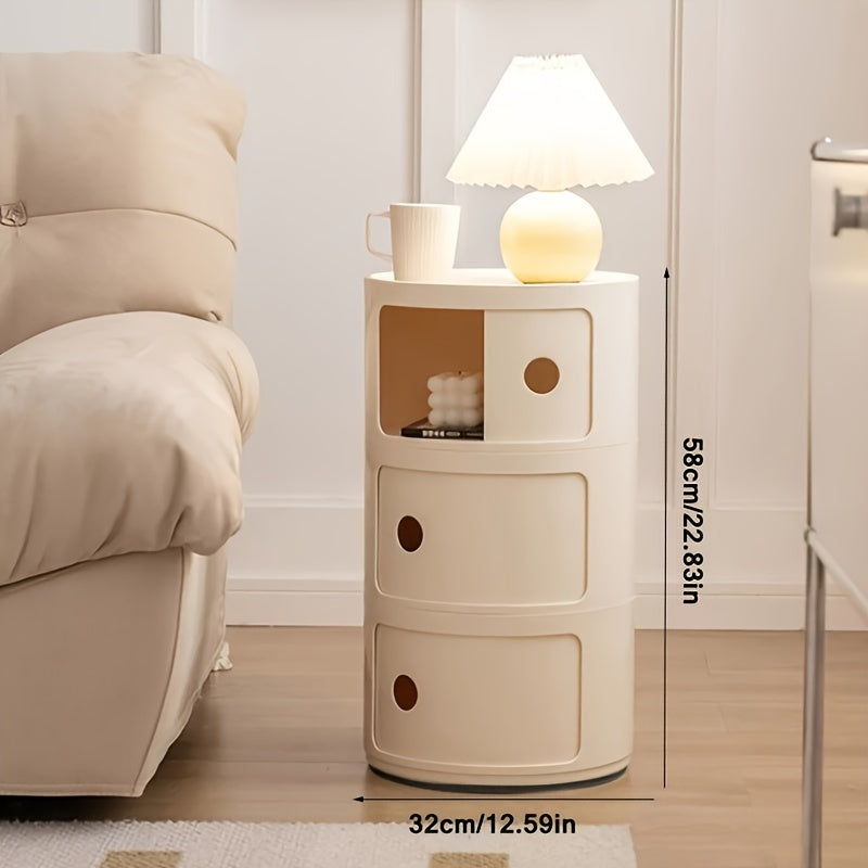 2/3 Layer Nordic Round Bedside Table Bedroom Small Side End Table Nightstand Storage Locker for Living Room Bedroom