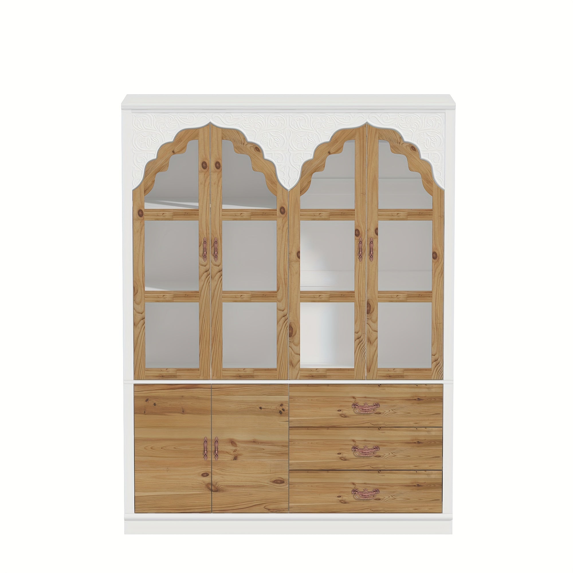 Rustic Expandable Wardrobe With Glass Door, Embodying Classic Armoire Style