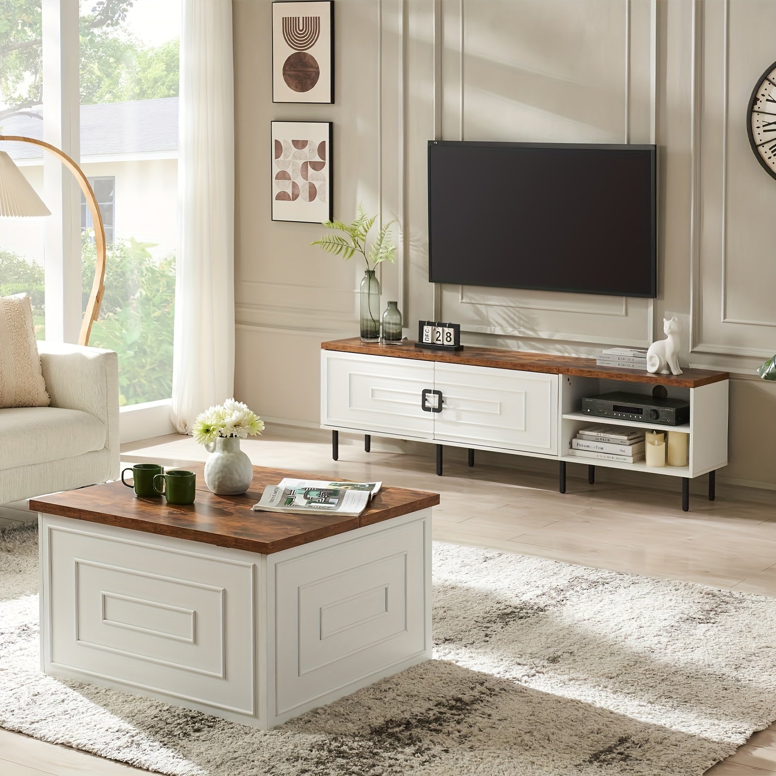White TV Stands For Living Room 178cm Farmhouse TV Stand For 50/60/70/80 Inch TV Gaming TV Console Table With Media